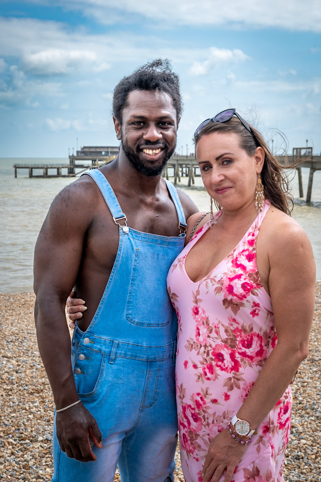 Kevin and Sabrina, down from London and on Deal Seafront, 18th July, 2026. Kevin supplies high visibility clothing. Sabrina works in Citizen's Advice.