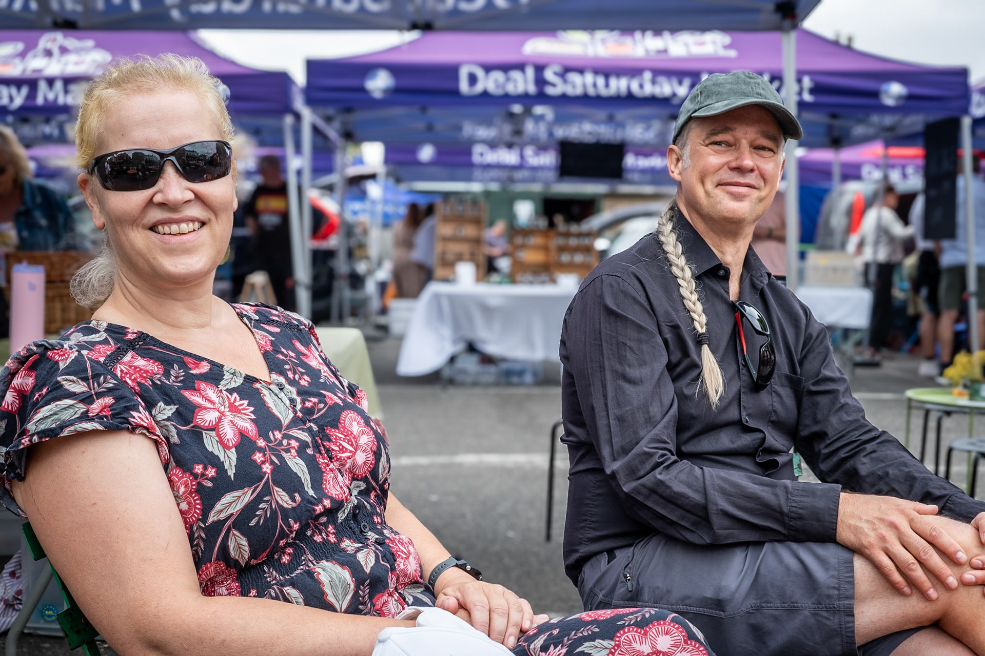 Katy and Jan, originally from northern Germany but now living and working in London, having coffee at Real Deal Roasters, Deal Market. 18th July, 2026.  Katy is a linguist teaching online. Jan is a scientist working on the causes and treatment of Alzheimer's disease.