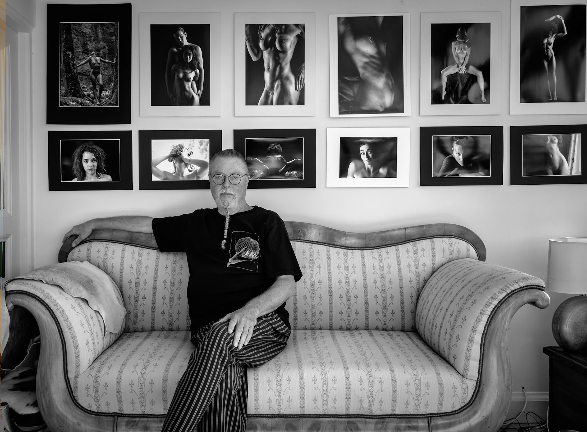 John Stolz, with a small selection of his art nude photographs. East Kent Artists Open Houses, 27th October, 2024.