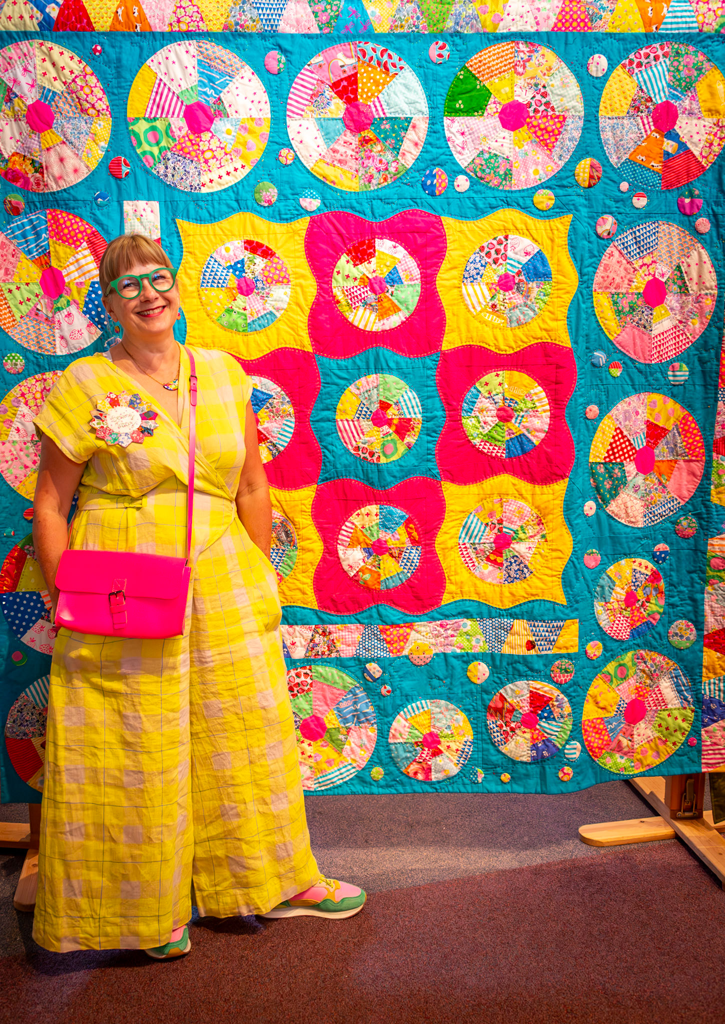 Tracy with some of the very talented ladies of the Deal Dragonfly Quilting Group at their exhibition at St George's Church, 23rd August, 2025.