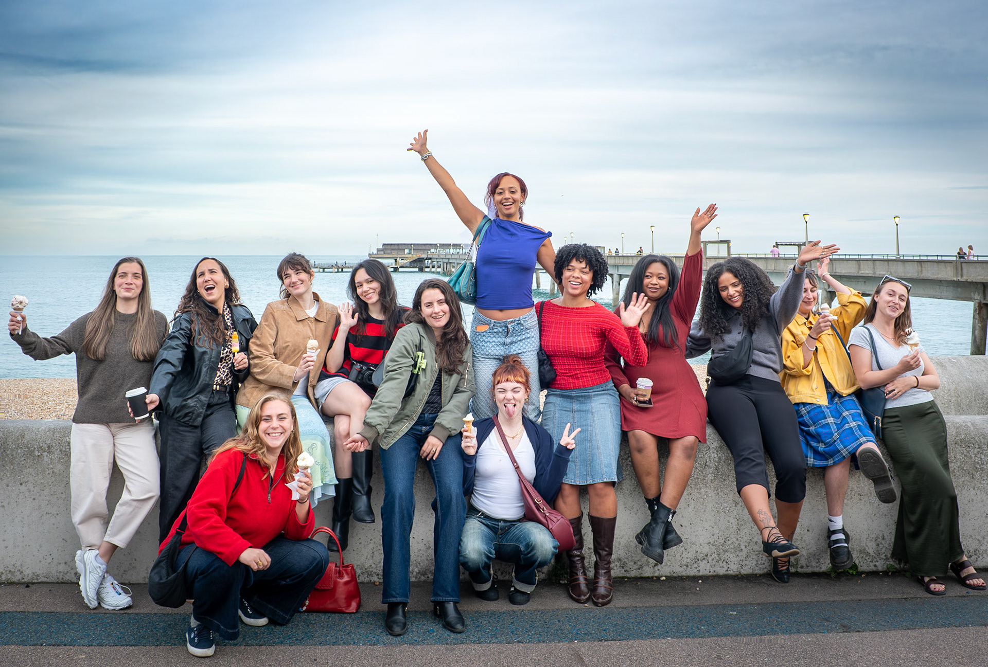 Jessi (centre) is already married but she and her hen party were down from London to celebrate her forthcoming wedding next month. Deal seafront, 3rd November, 2026. 