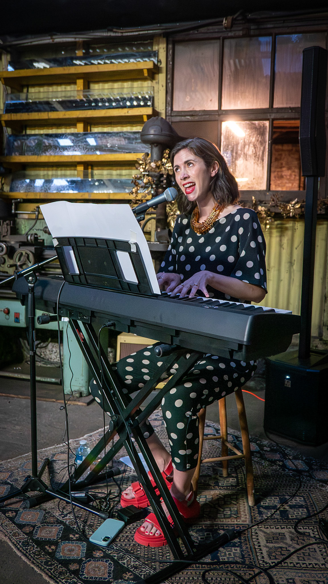 Anna Byrne perfoming her hormonal comedy cabaret, testing her new material for the Edinburgh Festival. Anna reminded me of the razor-sharp wit of Victoria Wood, tackling female sexuality by contrasting genteel melodies with blunt, "hormonal" confessions. The Test Shed/Green Garage, Station Road, Walmer, 23rd May, 2026.
