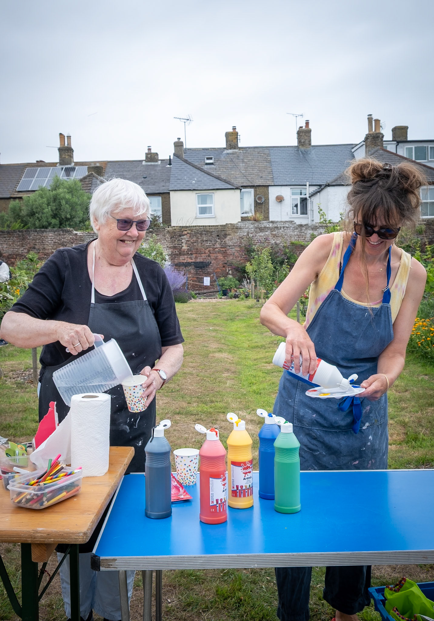 Susan and Maya running the children's painting class, Captains Garden Open Day.