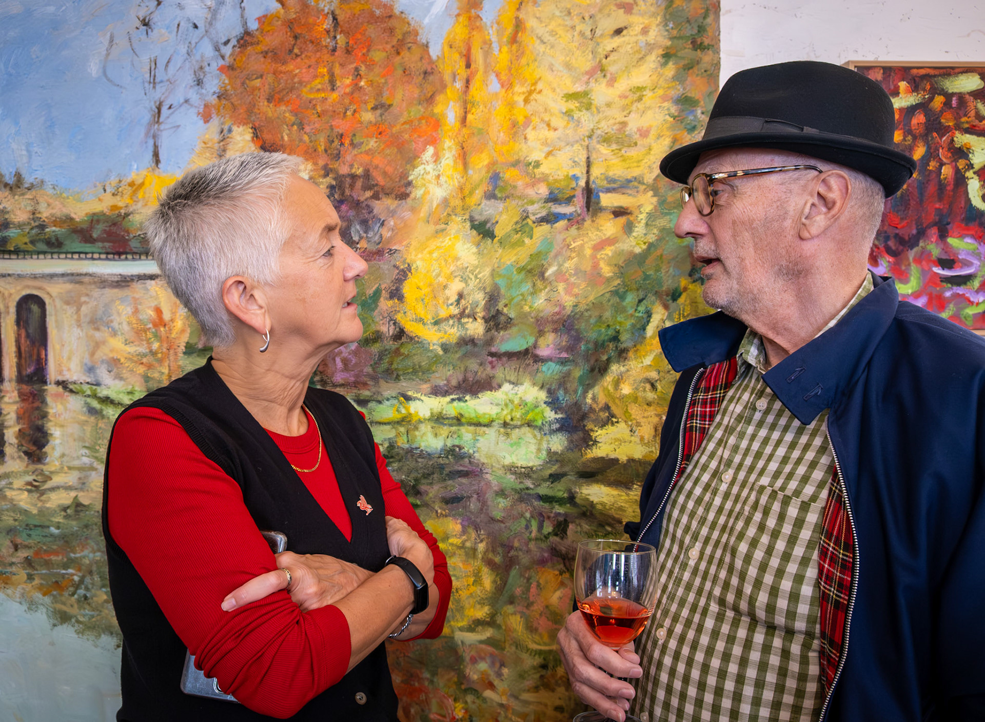Kathy and Graham at the launch of Stephanie Fuller's Gallery, Walmer Castle PH, 11th October, 2025. Kathy OBE, is an Oncologist. Graham is a writer.