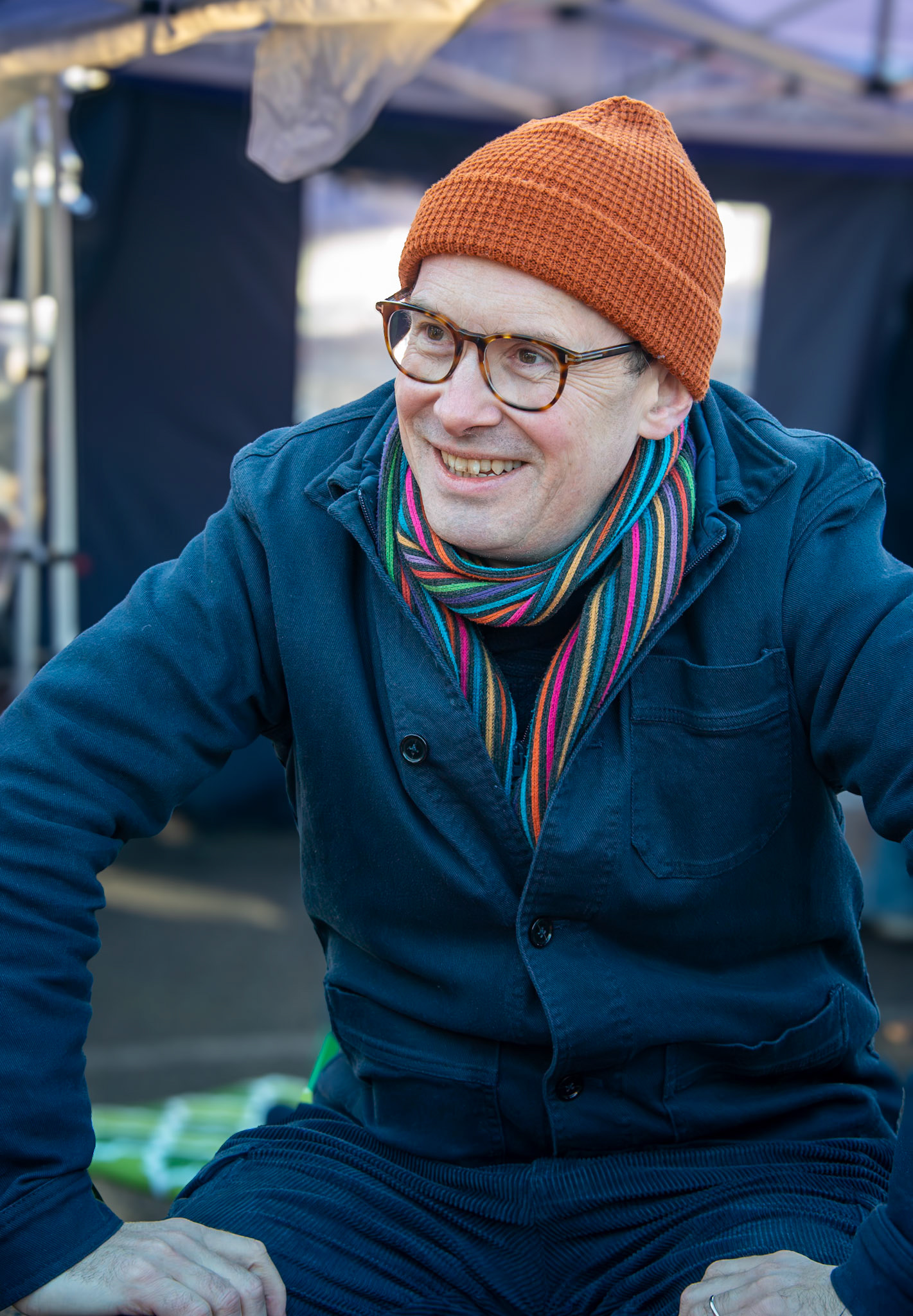 Duncan, a Barrister. Outdoor coffee at Real Deal Roasters, Deal Market, 25th January, 2025.