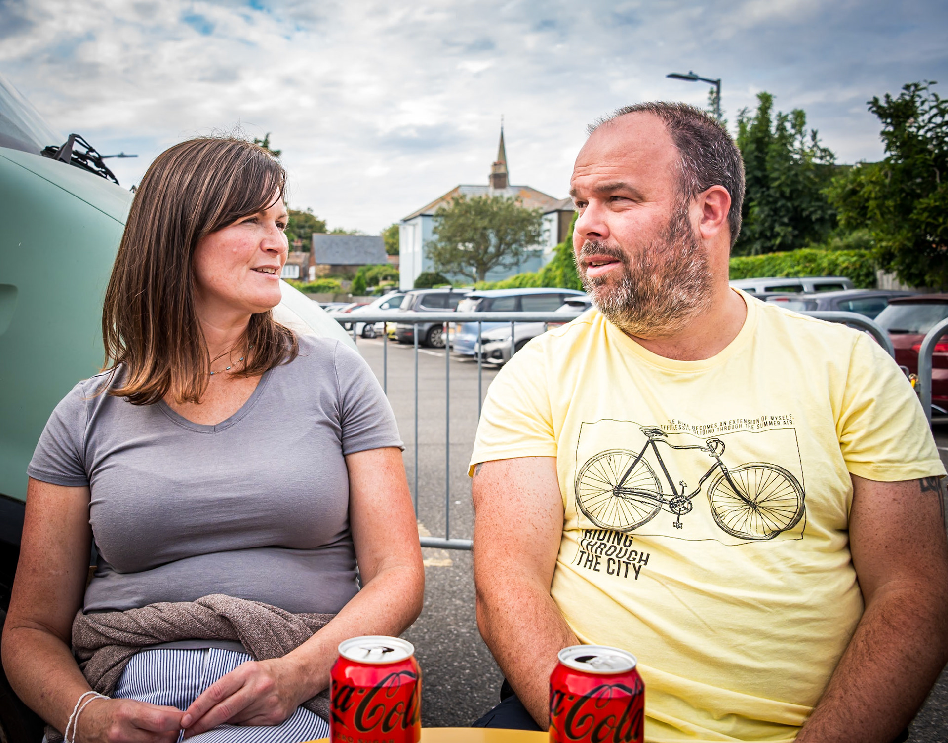 Sarah and Chris enjoying a break at Deal Market, 7th September, 2024. Sarah works in local news at Meridian. Chris is an insurance broker in Canterbury.