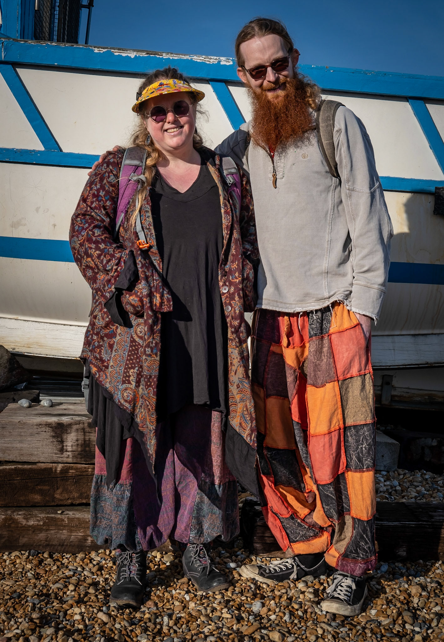 Liz and Jon, visiting from Folkstone. Liz is a Creative Psychotherapist. Jon is a teacher working with homeless people.