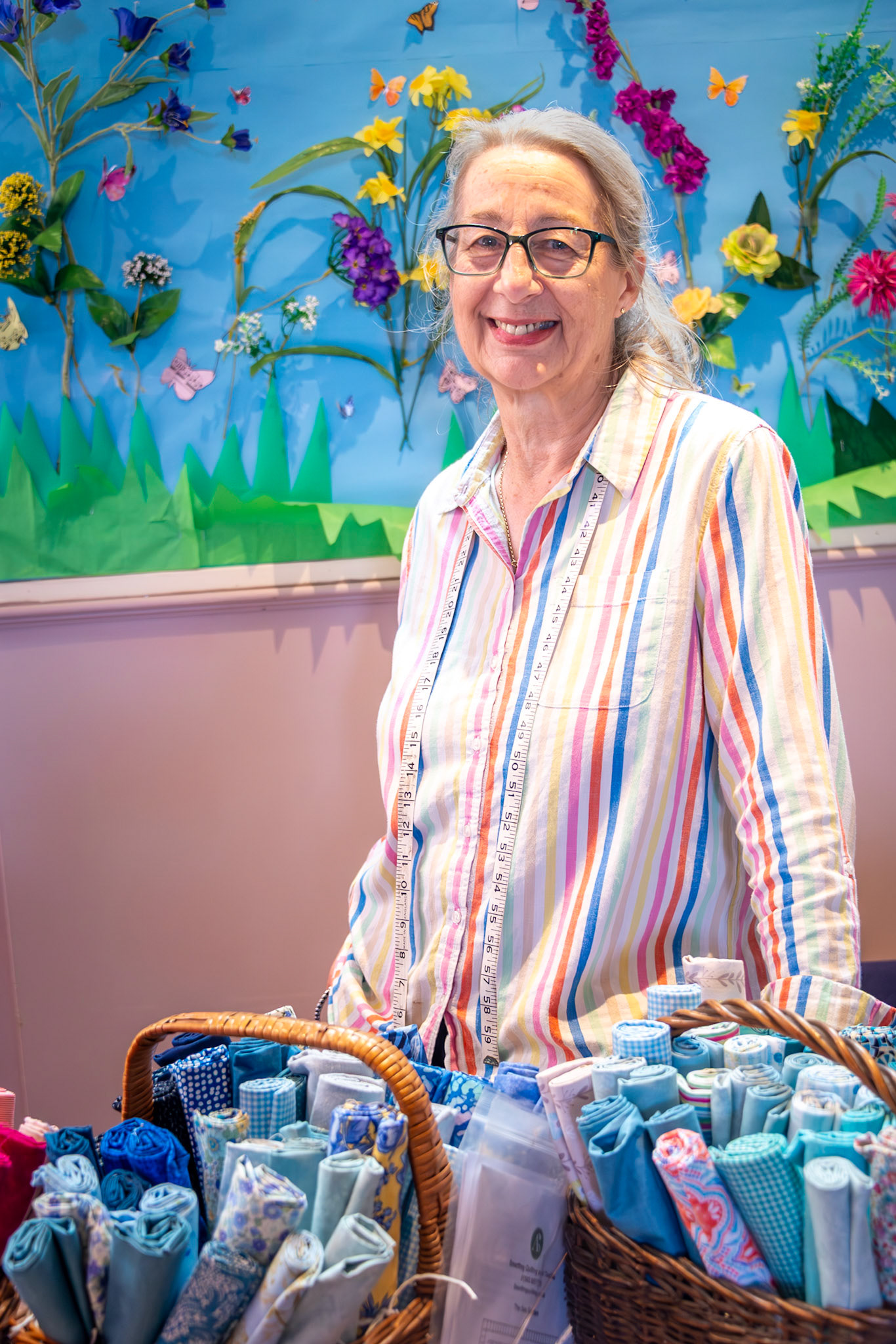 Alison with some of the very talented ladies of the Deal Dragonfly Quilting Group at their exhibition at St George's Church, 23rd August, 2025.