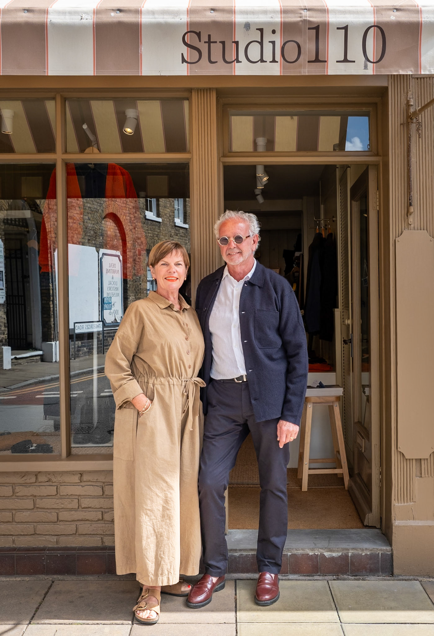 Belinda and Thierry, proprietors of Studio 110, High Street, Deal. Studio 110 supplies classic contemporary clothing for the modern man. 