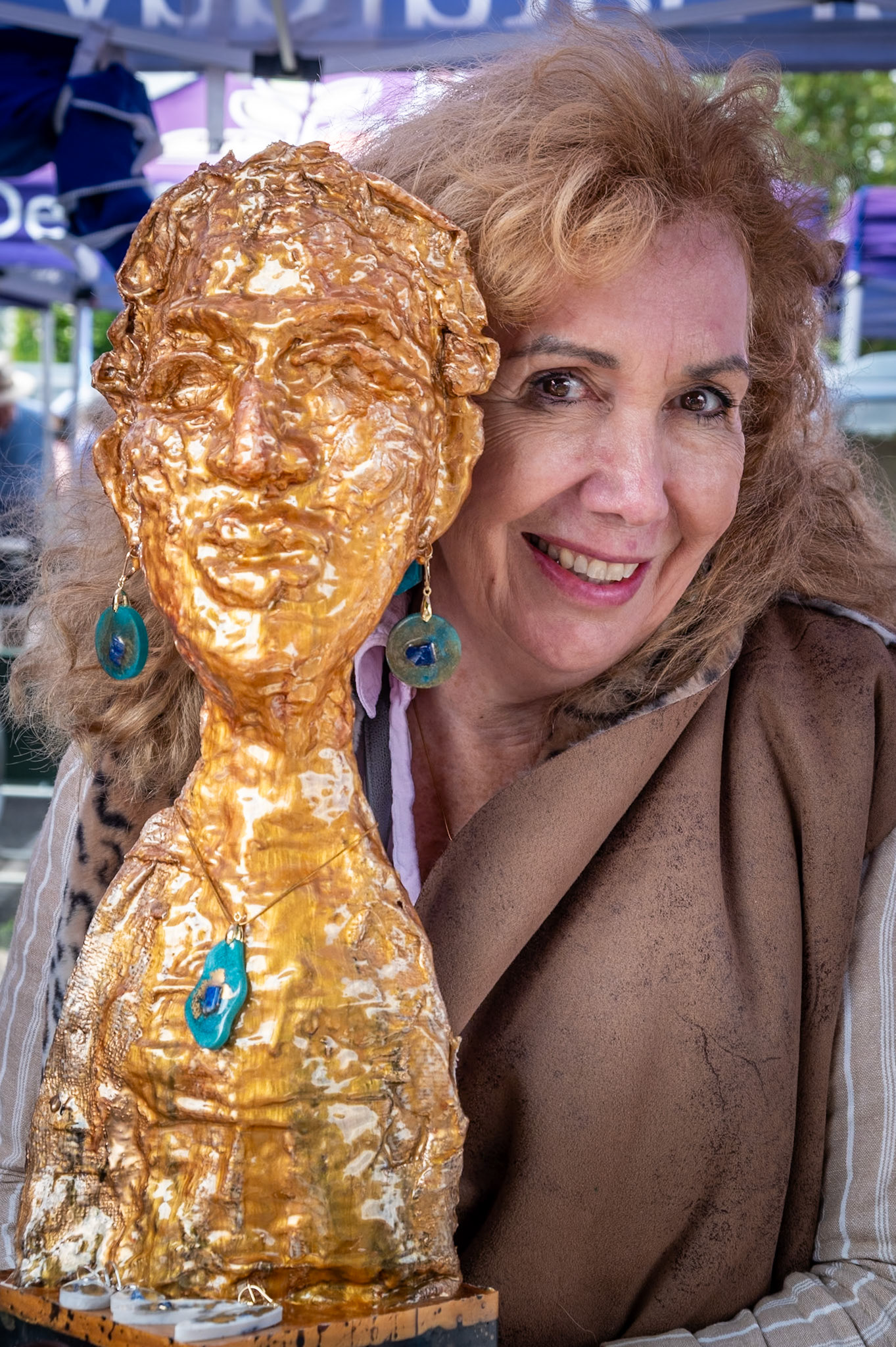 Stephanie Fuller, artist, teacher and jewellery maker at her stall in Deal Market, 18th July, 2026.