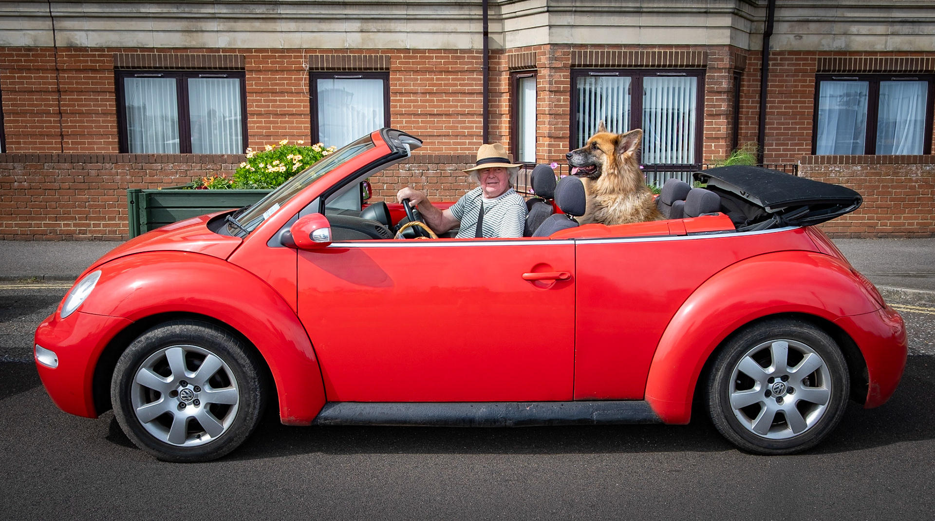 Dave and his dog Winston.  "Drive on my man!"  Deal Seafront, 6th September, 2025.