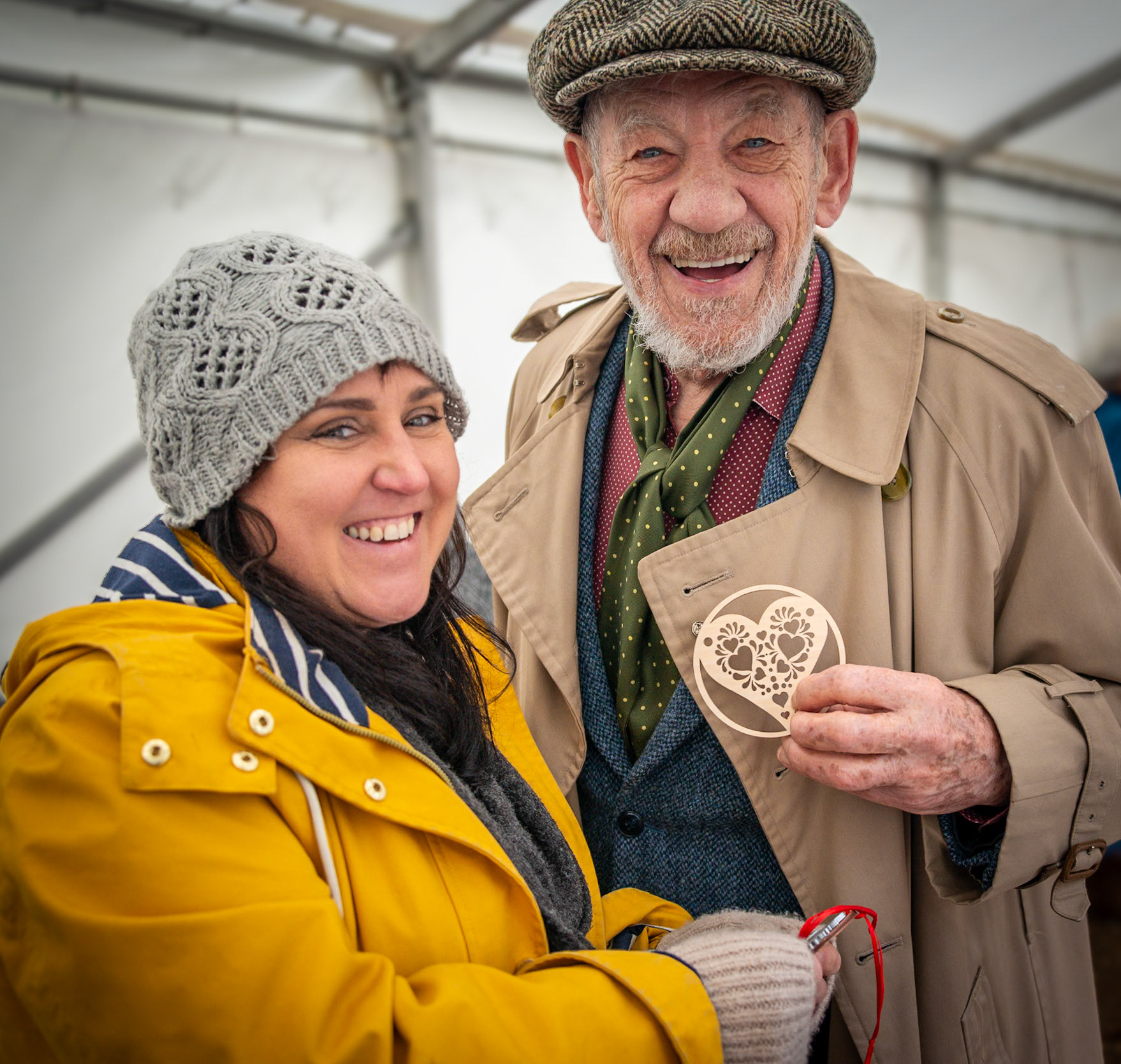 Liz Newington and Sir Ian McKellen Frost Fair at Beacon Hill Cottage, Little Mongeham, Deal, 7th December, 2024.