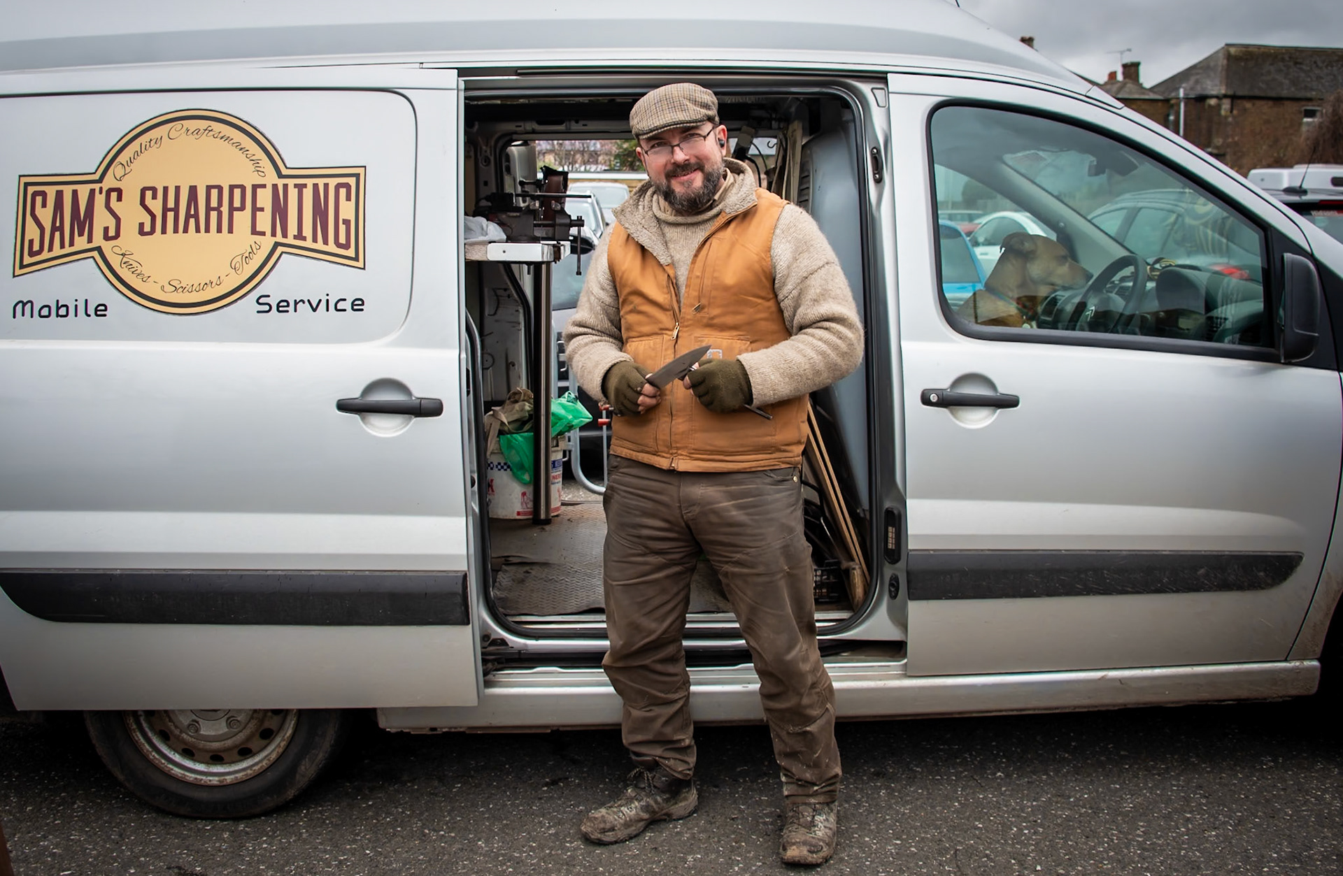 Sam, owner of Sam's Sharpening, Deal Market, 2nd March, 2024.
