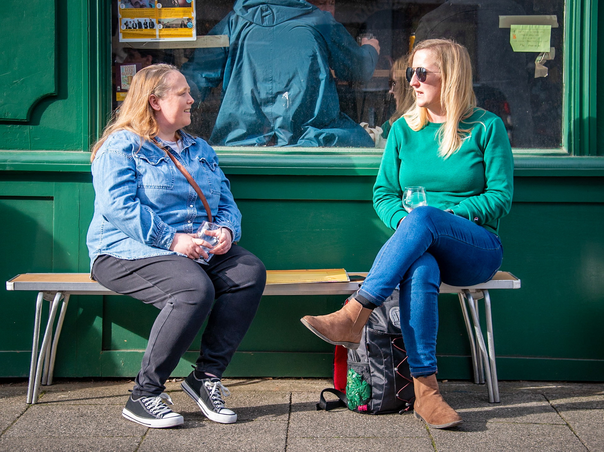 manda, a technical designer, and Jocelyn, a retail manager, at Smugglers Records and Micro Pub, King Street, Deal. 21st March, 2025.