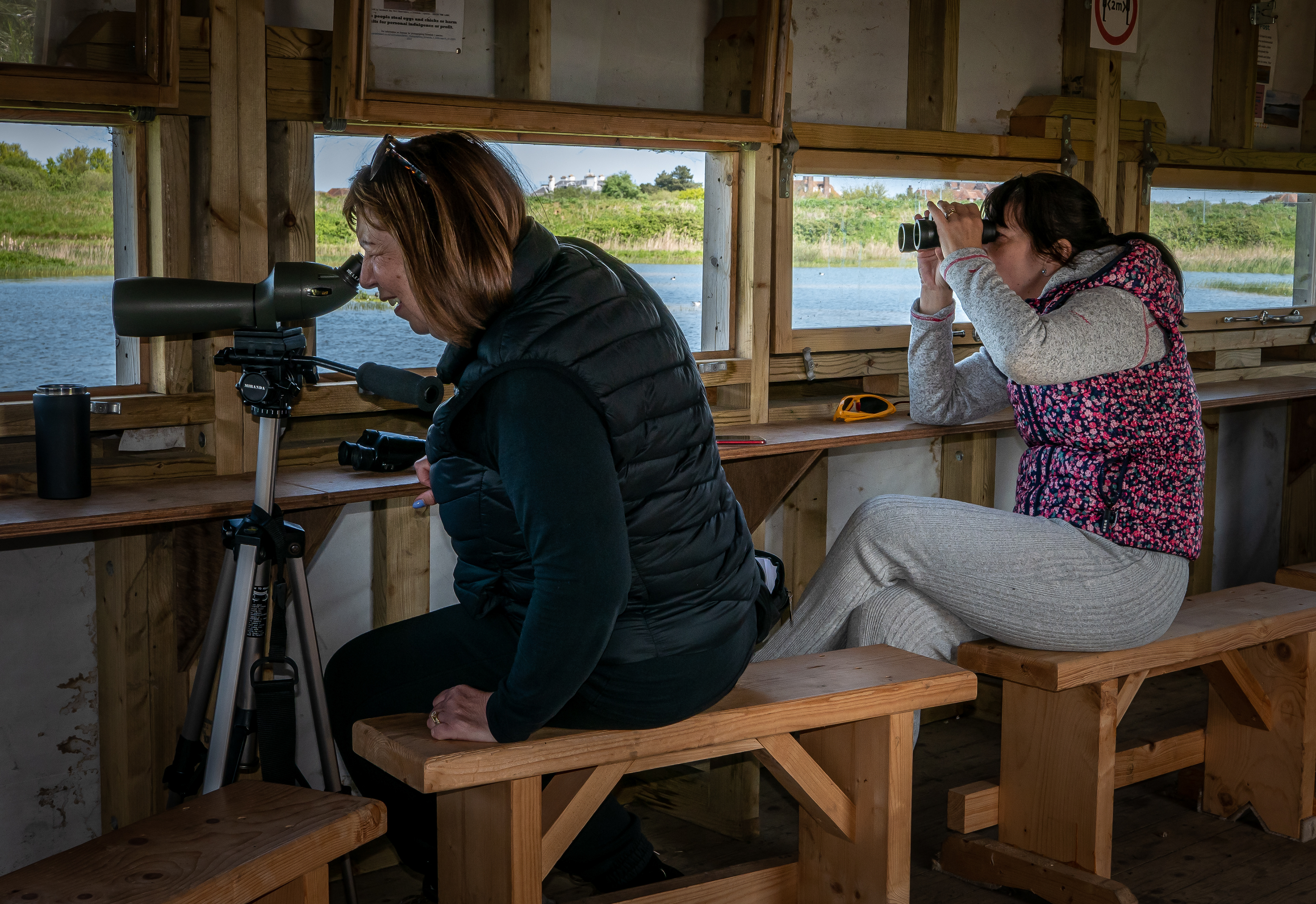 Angela and Sylvia, nature lovers, at Restharrow Scrape off the Ancient Highway, near Sandwich, 16th May.