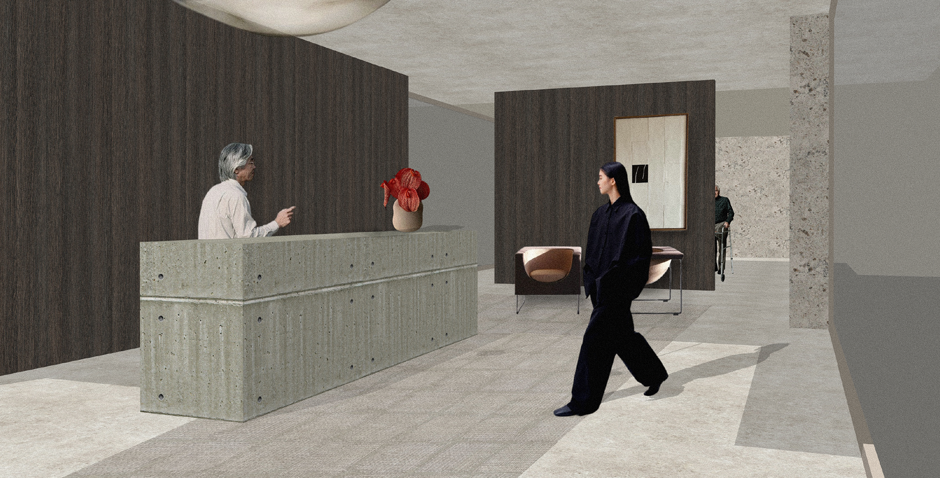 INTERIOR PERSPECTIVE, RECEPTION AREA