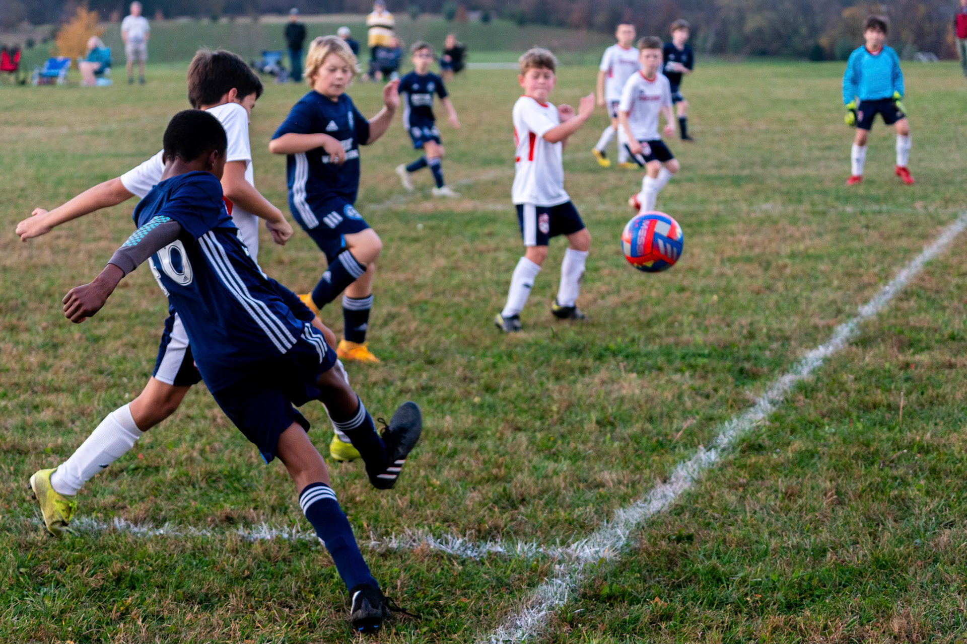 Treme sends an enplane cross in to the box as Mt. Washington defeats Freedom SC 2-1 in their final game of fall 2022.