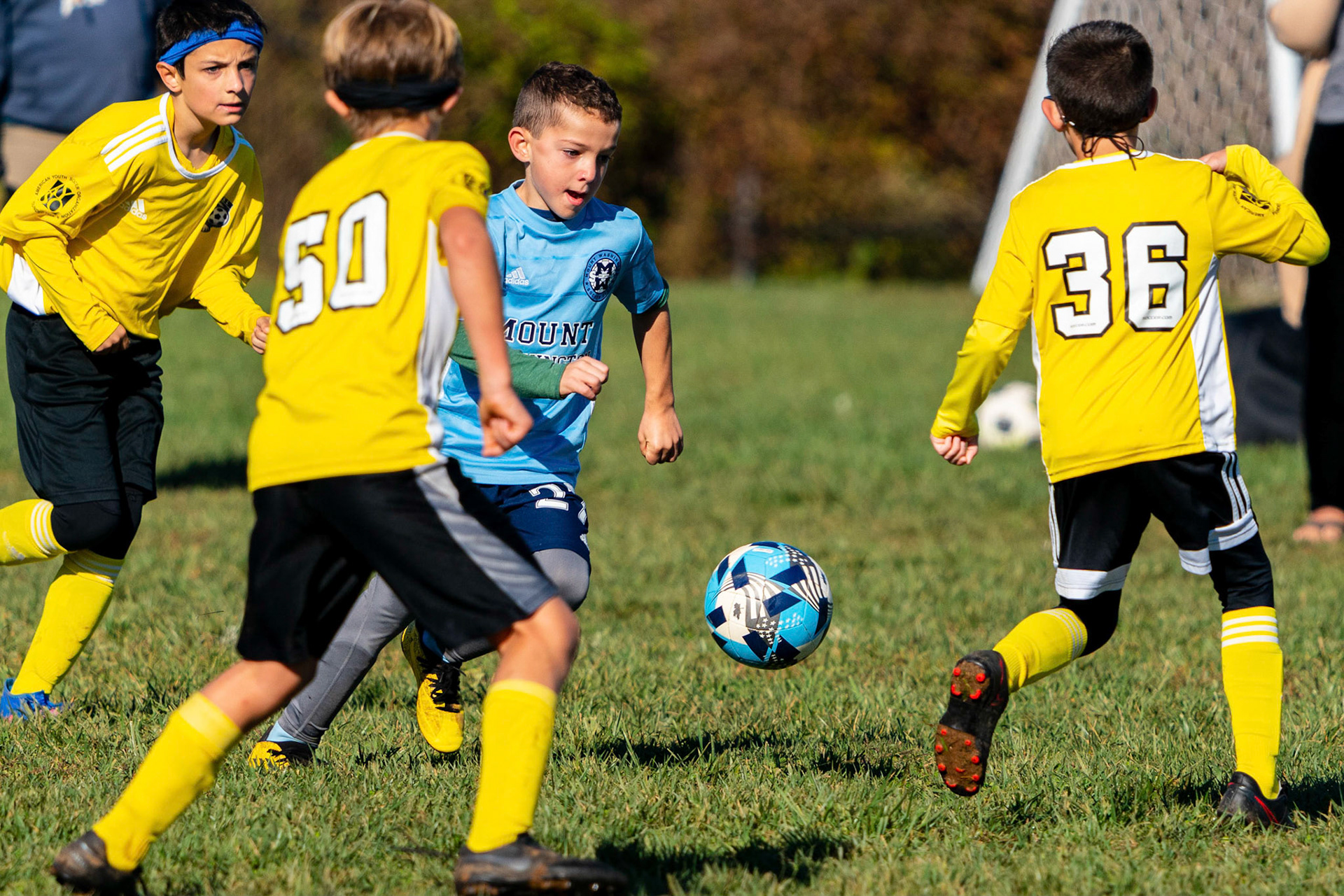 Simon makes a dangerous foray towards goal, to score his first of three, in the Mt. Washington Boy 12 travel team tournament 3-1 win over the Jefferson County Youth Soccer League on October 8, 2022.