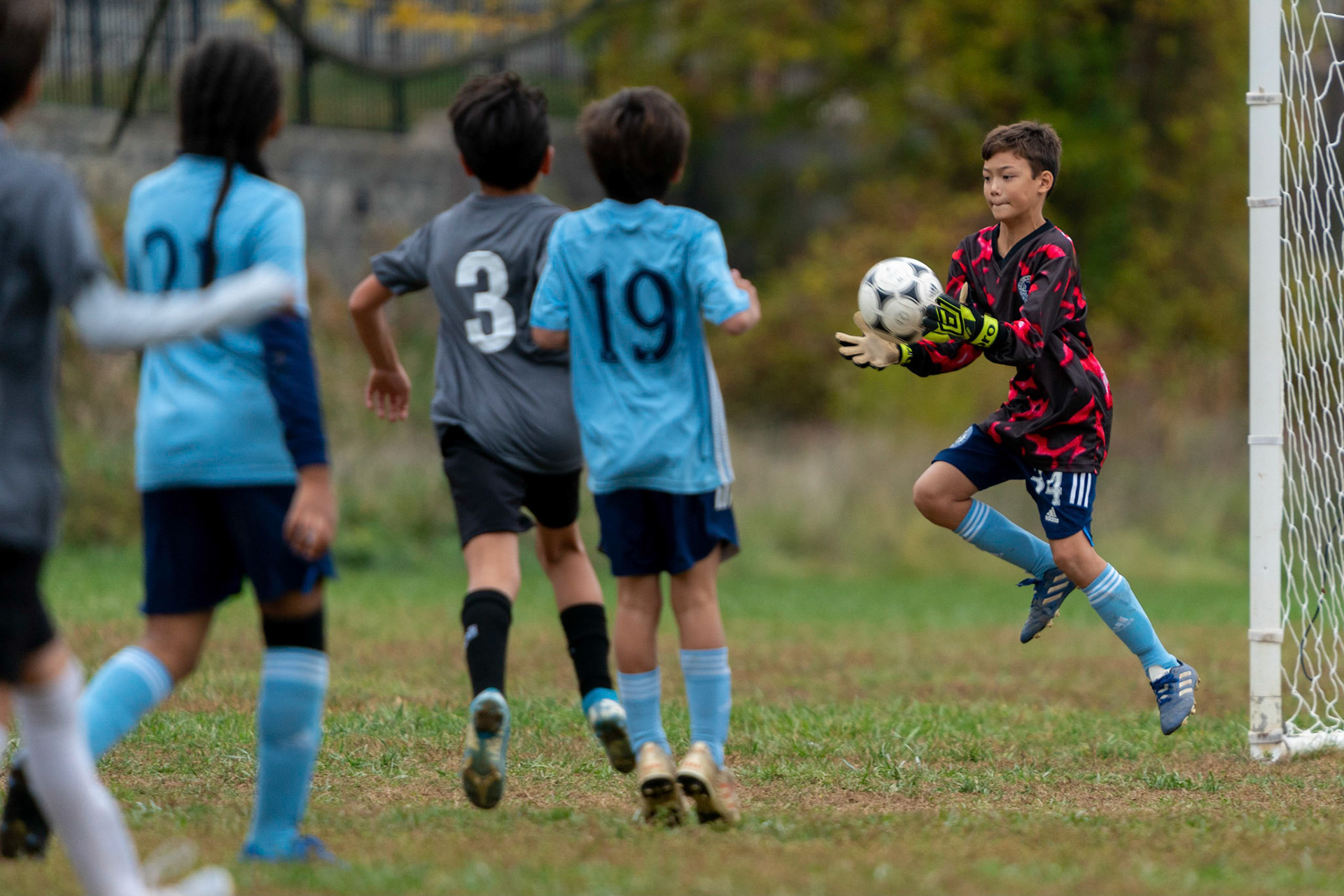Luke makes a save towards the end of the Mt Washington's 3-1 home victory over Northwest SC on October 23, 2022.