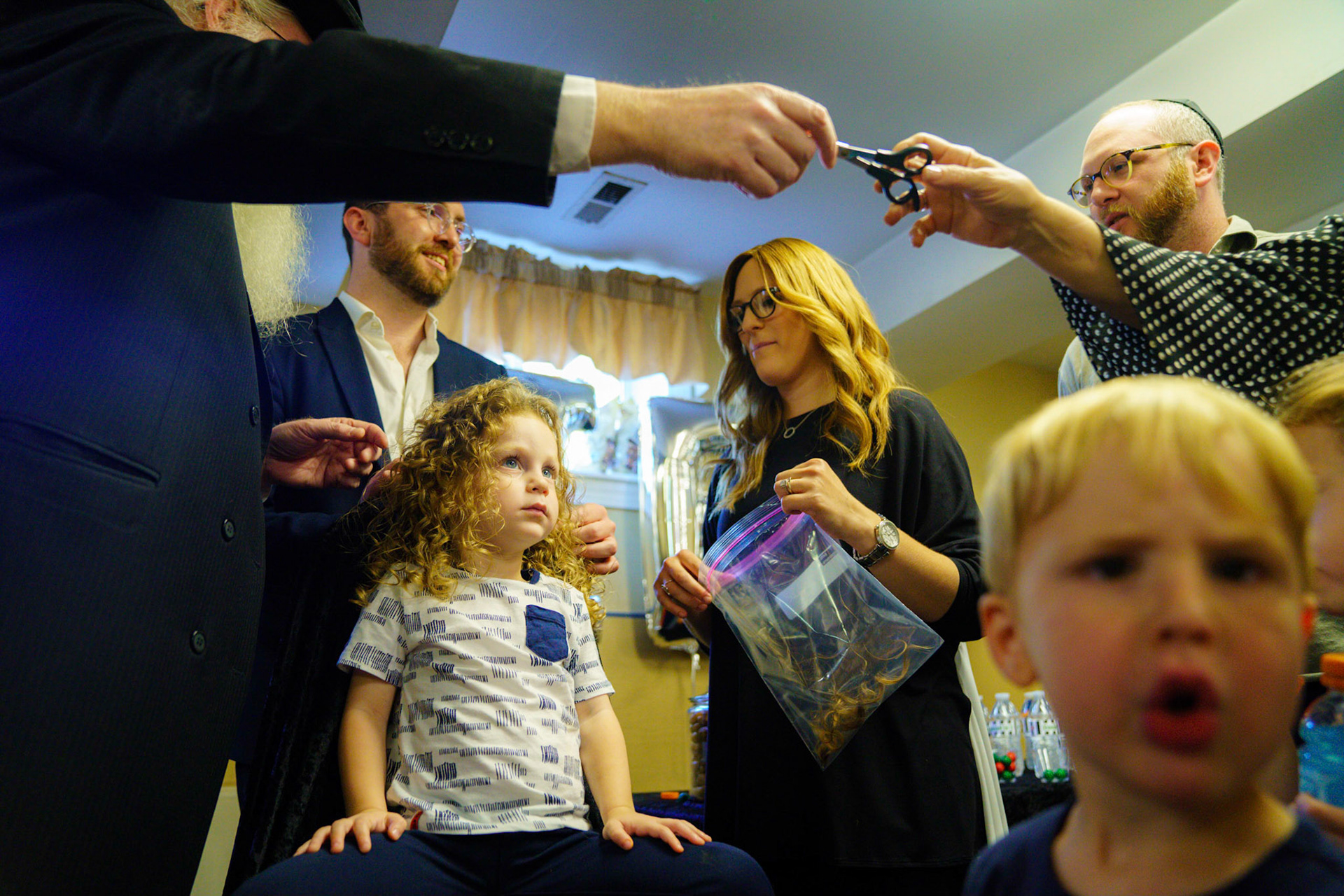 Daniel’s upsherin on the occasion of his third birthday at Rabbi Goldberger’s shul, Tiferes Yisroel.