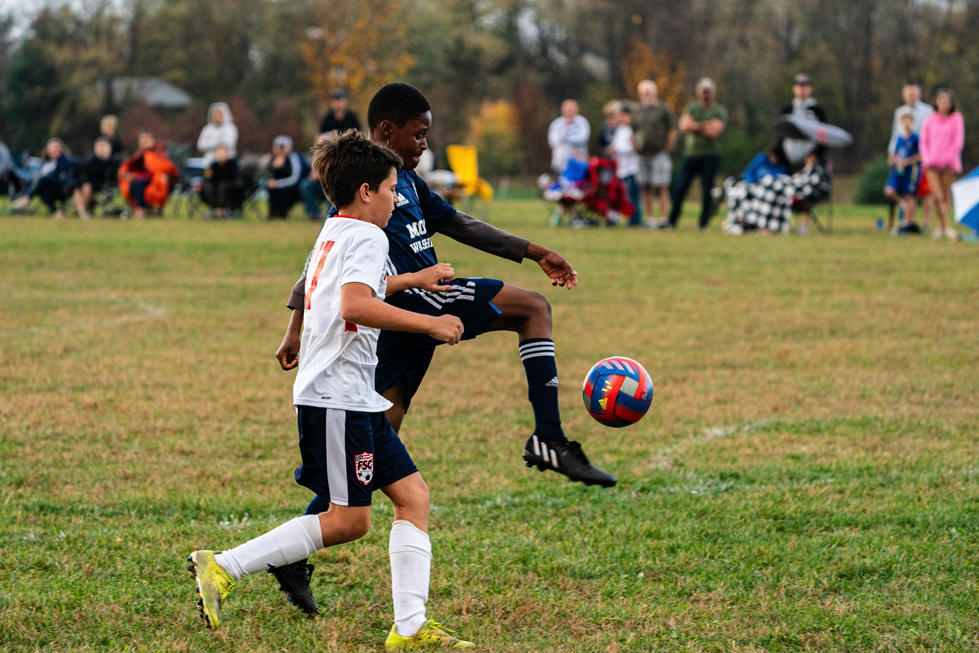 Treme looks to control the ball in the Freedom box as Mt. Washington defeats Freedom SC 2-1 in their final game of fall 2022.
