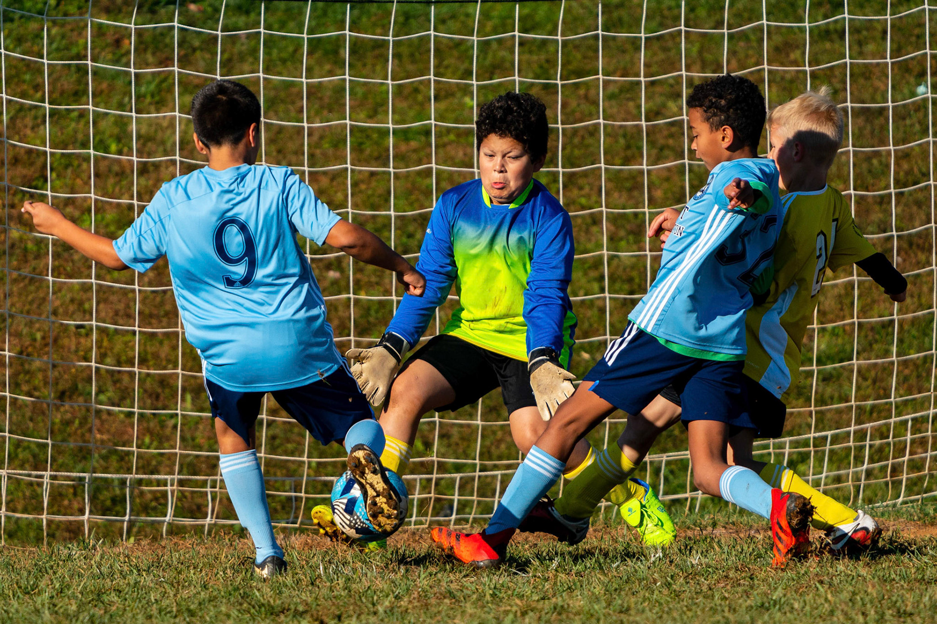 Caleb and Austen close in on goal in the Mt. Washington Boy 12 travel team tournament 3-1 win over the Jefferson County Youth Soccer League on October 8, 2022.