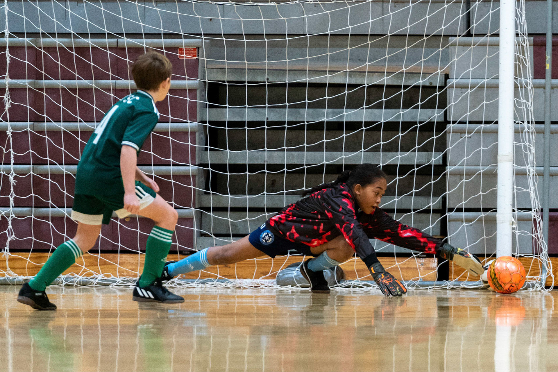 Drake ensures a shot goes wide of the goal as MWFC defeats LTSC 8-2 on Saturday, February 4, 2023.