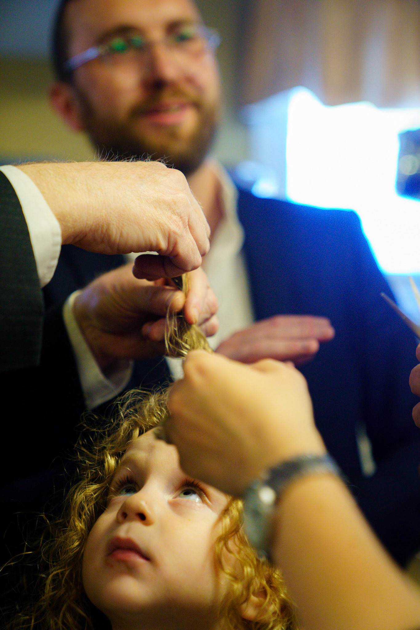 Daniel’s upsherin on the occasion of his third birthday at Rabbi Goldberger’s shul, Tiferes Yisroel.