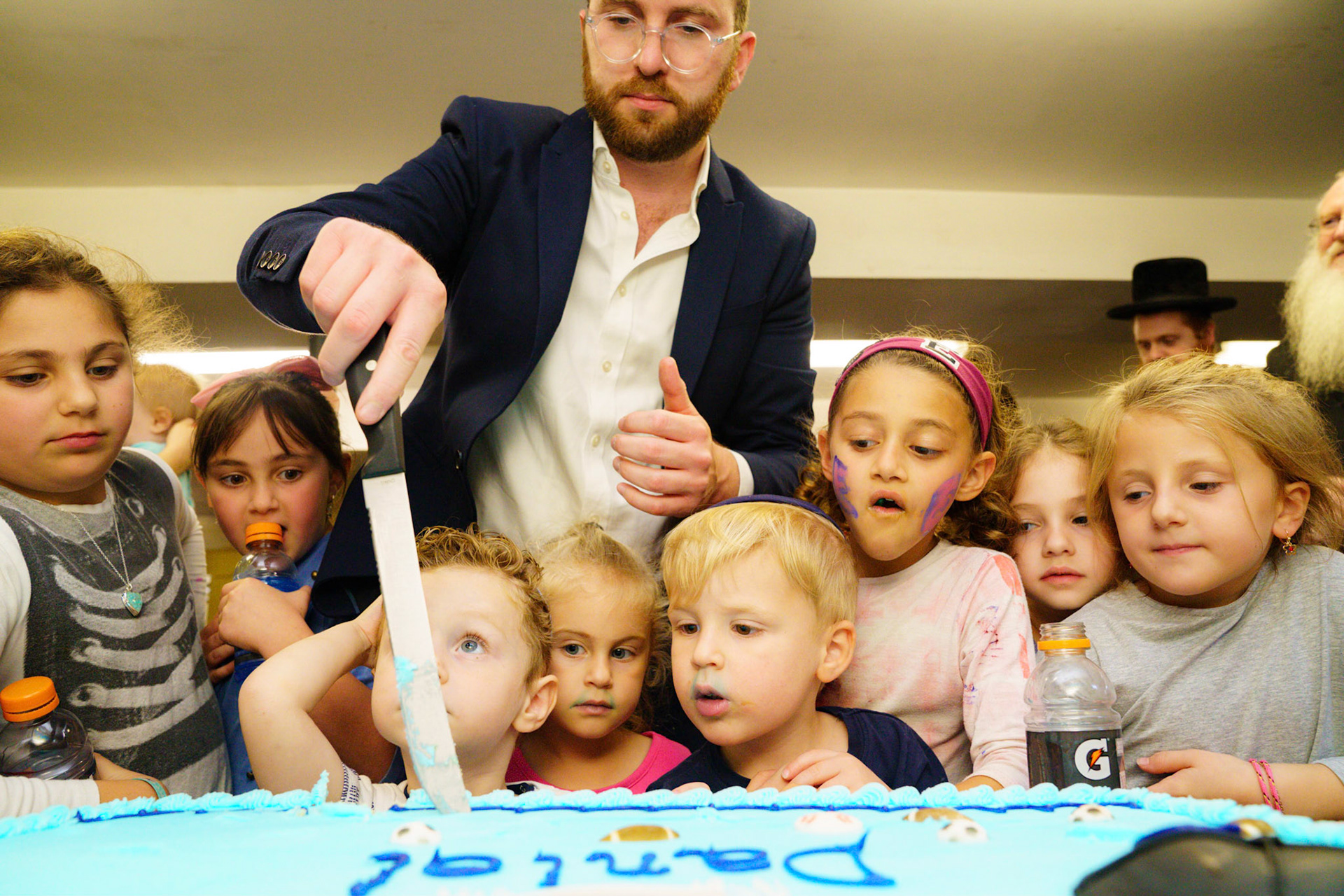 Daniel’s upsherin on the occasion of his third birthday at Rabbi Goldberger’s shul, Tiferes Yisroel.