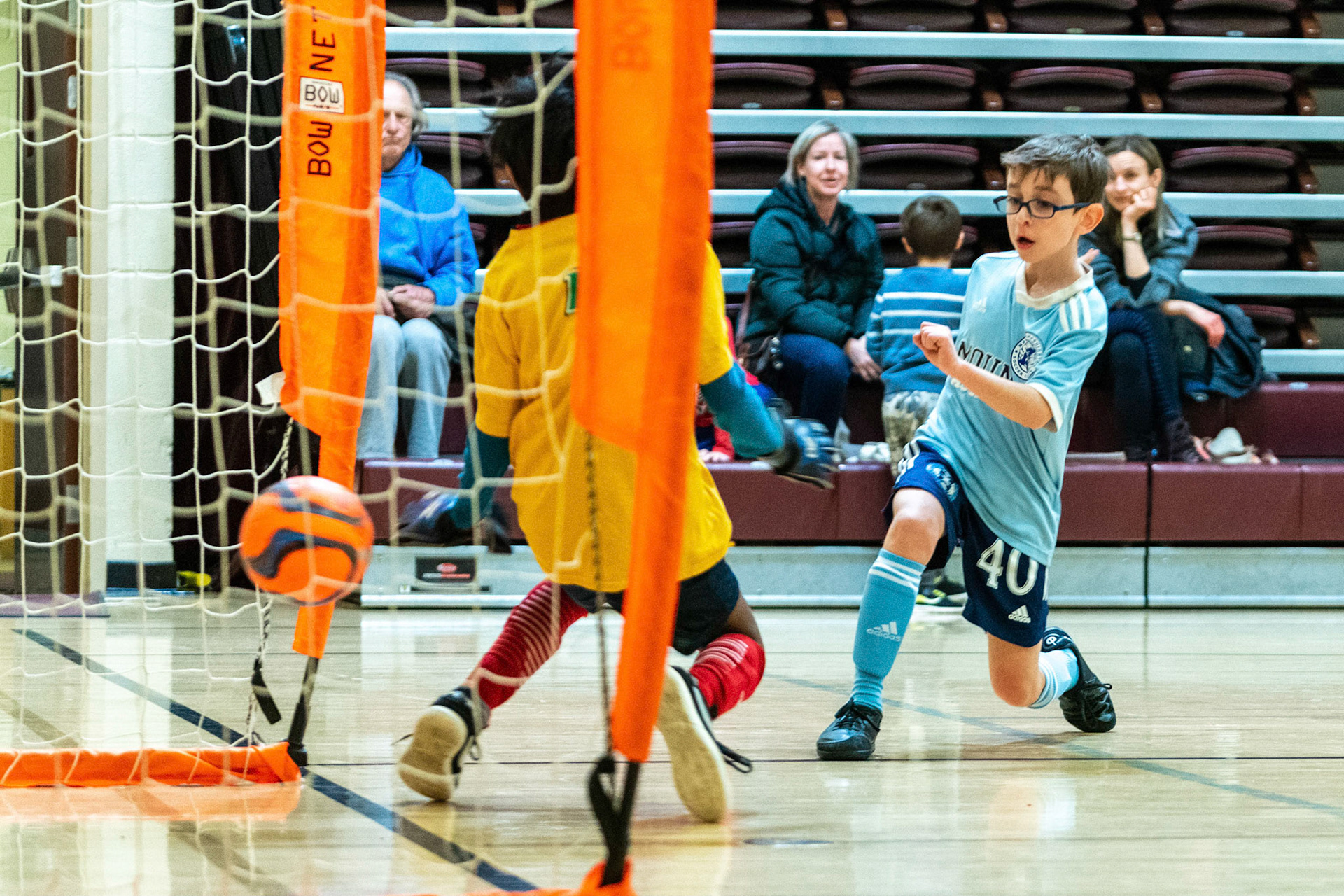 Jonah scores in the first half as Mt Washington defeats Charles Village Black 11-3 on Saturday, February 18, 2023.