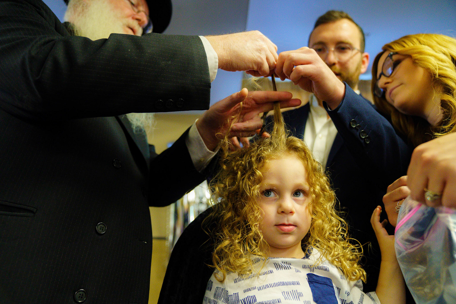 Daniel’s upsherin on the occasion of his third birthday at Rabbi Goldberger’s shul, Tiferes Yisroel.