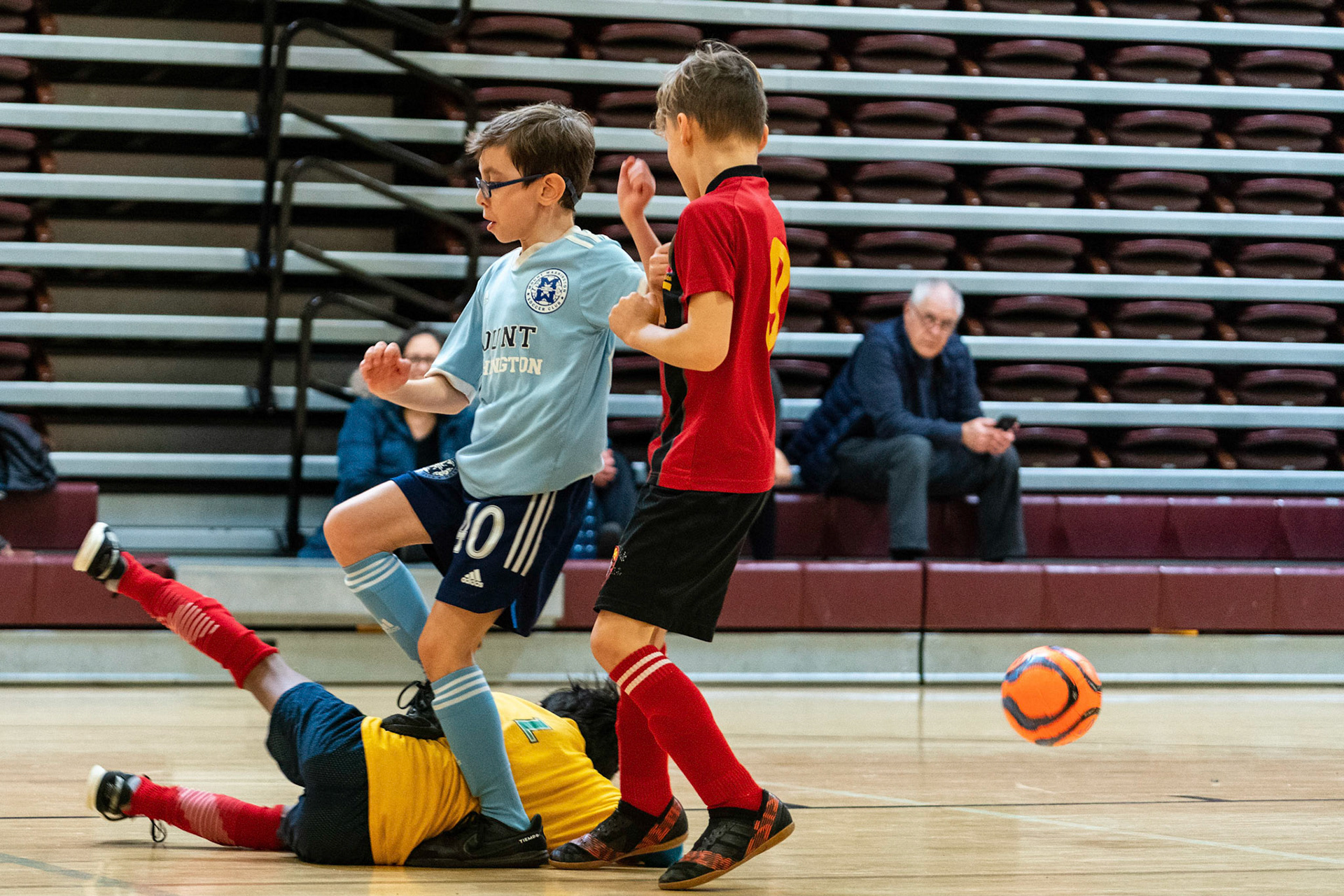 Jonah's shot is saved by the Charles Village goalie as Mt Washington defeats Charles Village Black 11-3 on Saturday, February 18, 2023.
