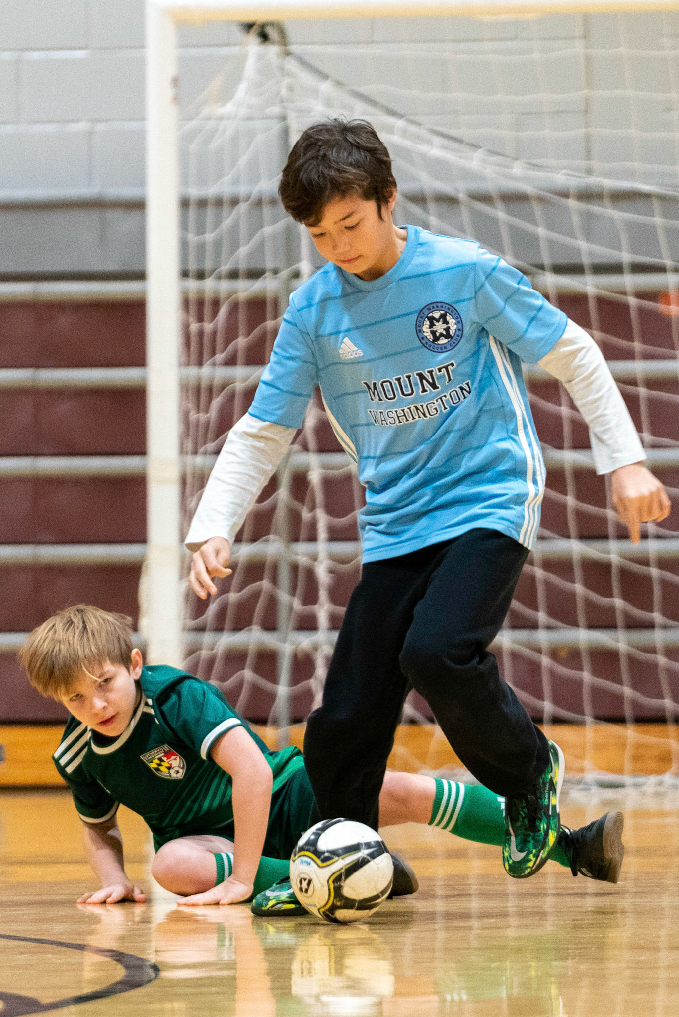 Luke gets past a defender at midcourt as MWFC defeats LTSC 8-2 on Saturday, February 4, 2023.