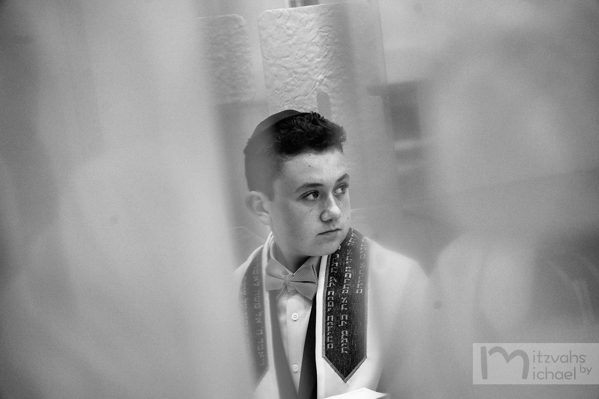 Garrett's Bar Mitzvah rehearsal and portrait session at Beth El Congregation in Bethesda, MD.