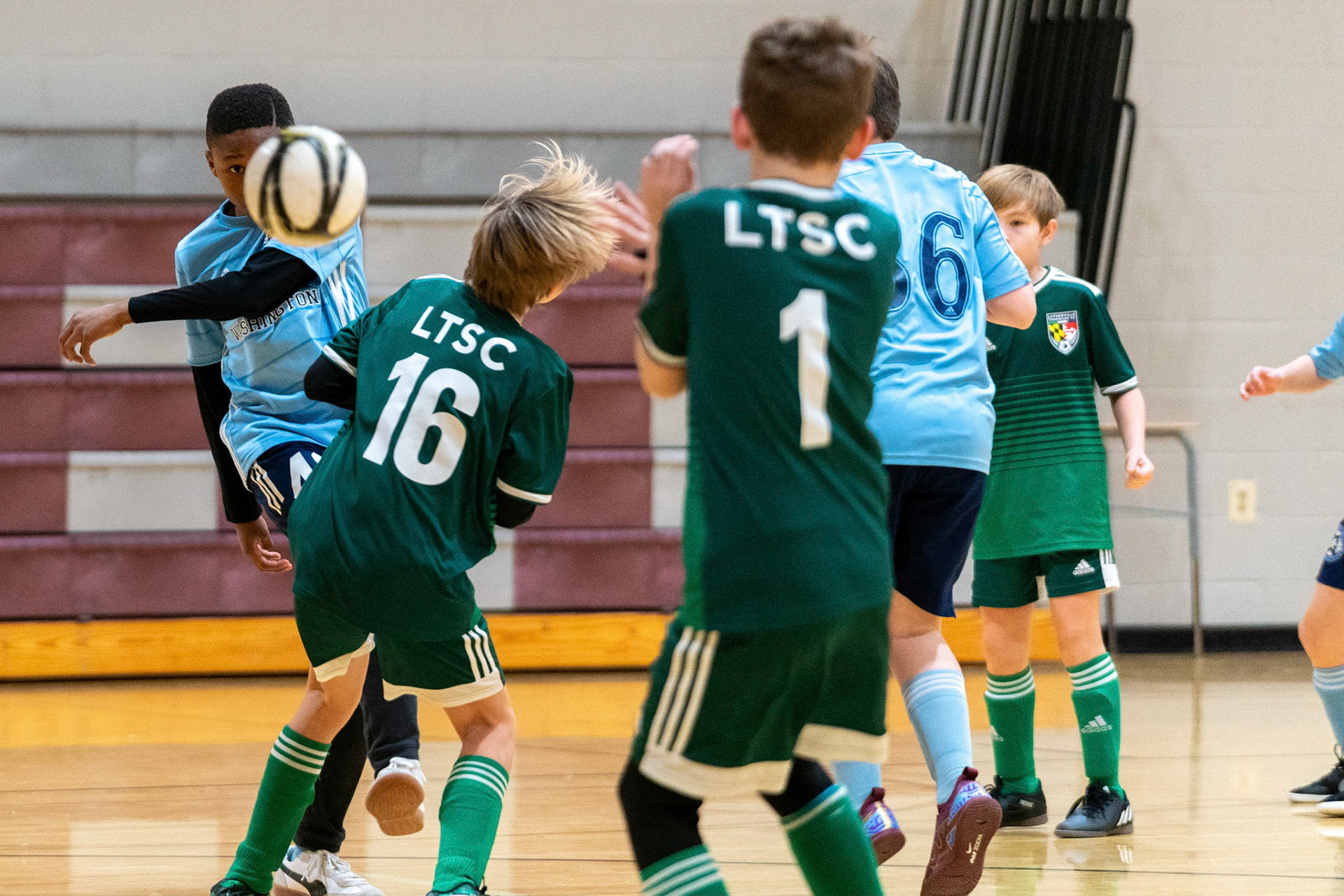 Treme continues his shot output as defenders react to a hard shot as MWFC defeats LTSC 8-2 on Saturday, February 4, 2023.