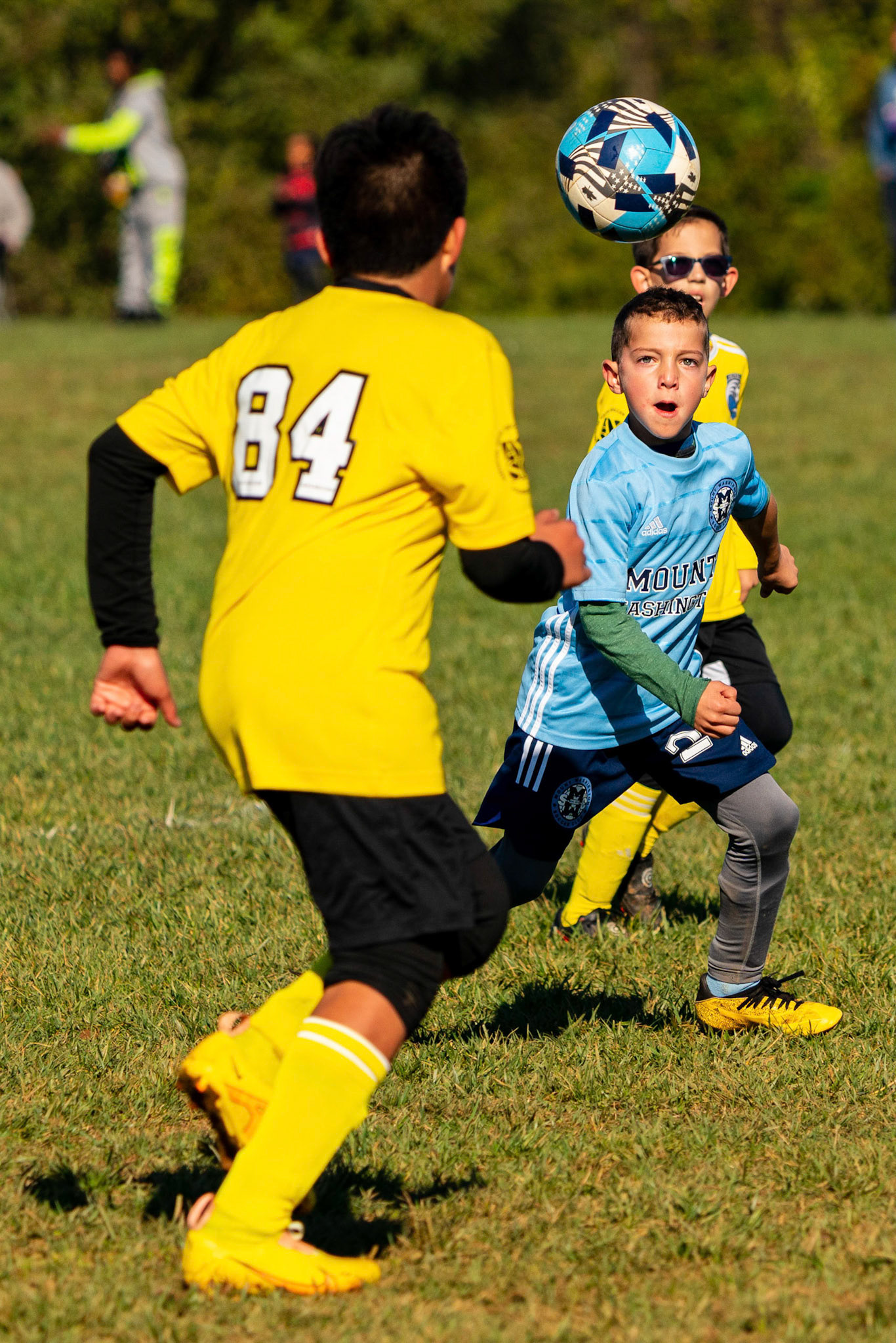 Simon looks to receive a cross, for the second goal, in the Mt. Washington Boy 12 travel team tournament 3-1 win over the Jefferson County Youth Soccer League on October 8, 2022.