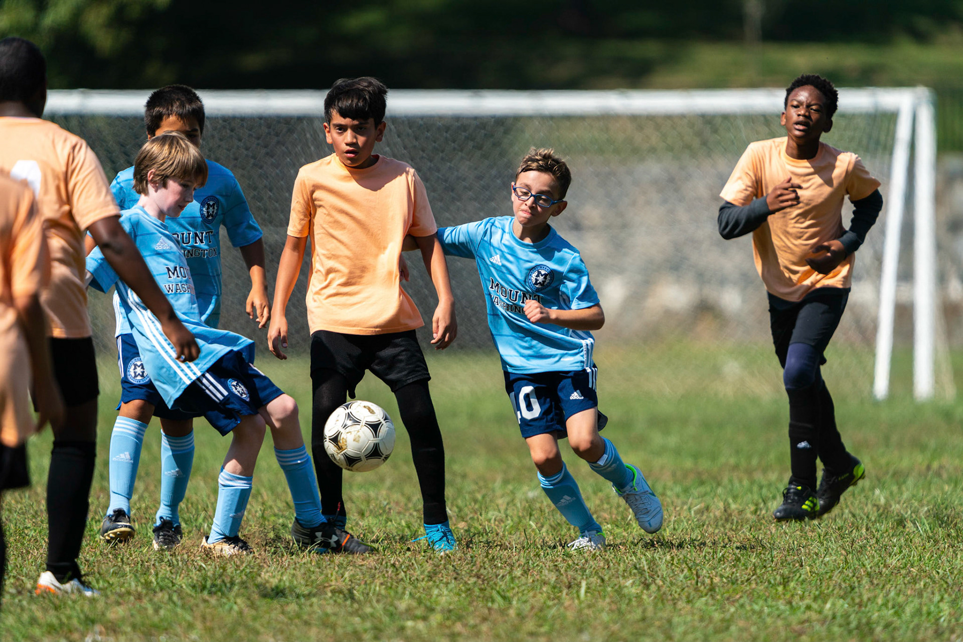 Mt. Washington’s Liam, Reed, and Jonah look to recover the ball in midfield during their home game against Northwest SC on September 25, 2022.