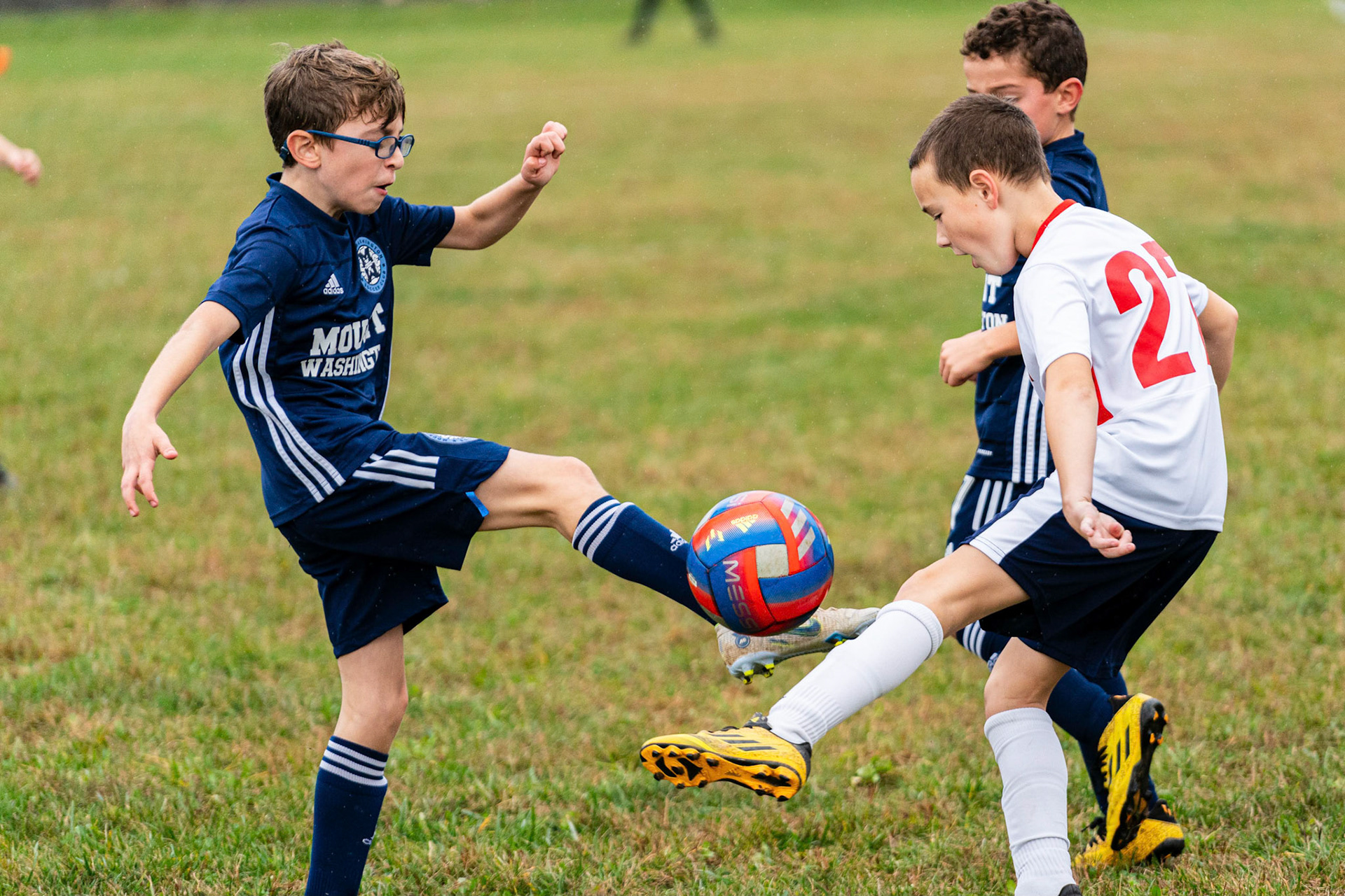 Jonah gets his foot on the ball before the Freedom player has a chance as Mt. Washington defeats Freedom SC 2-1 in their final game of fall 2022.