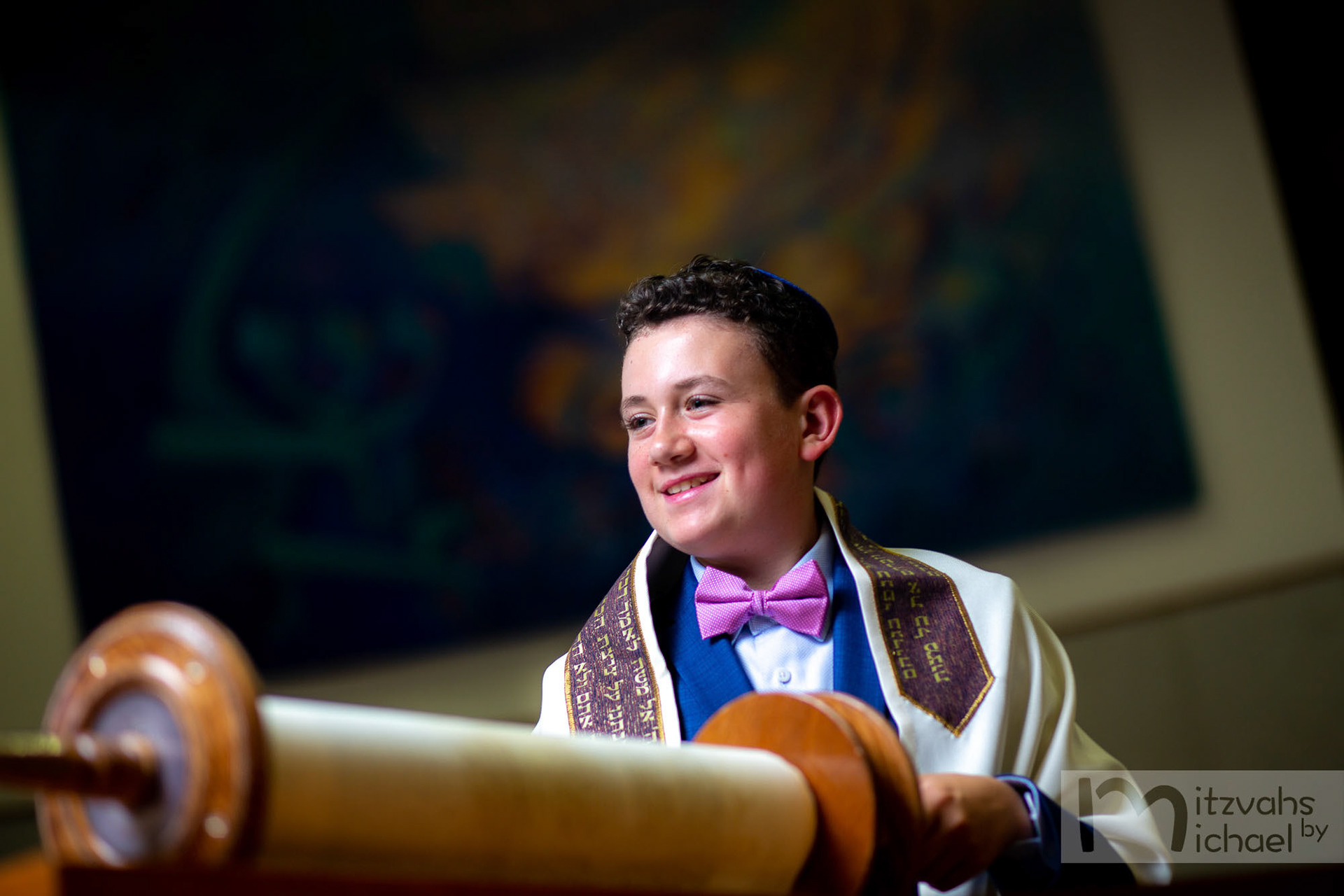 Garrett's Bar Mitzvah rehearsal and portrait session at Beth El Congregation in Bethesda, MD.