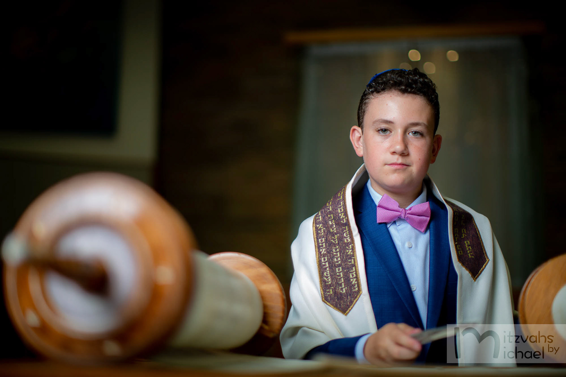 Garrett's Bar Mitzvah rehearsal and portrait session at Beth El Congregation in Bethesda, MD.