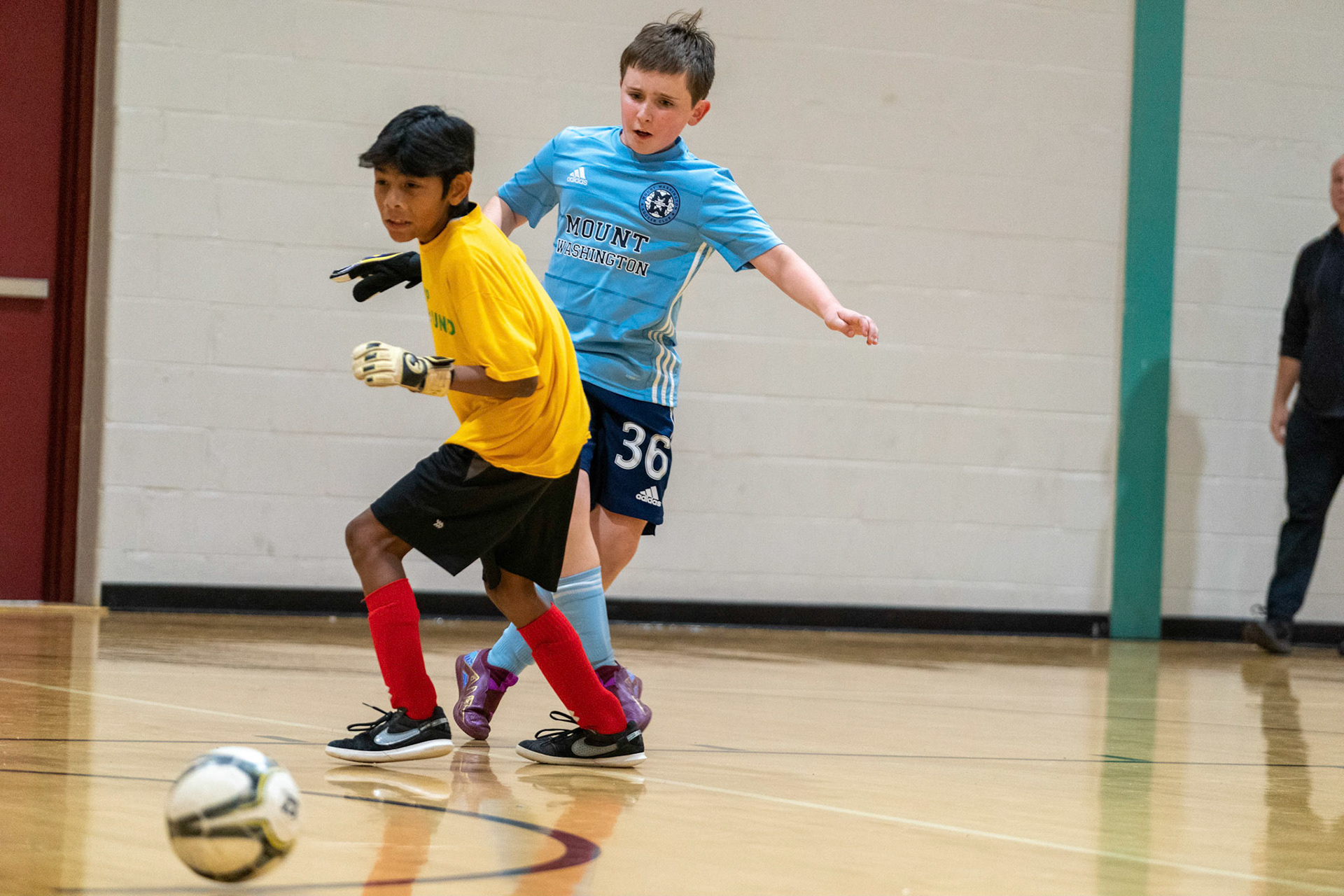 Graham takes a shot in the second half of the Mt. Washington Soccer 22/23 11-3 victory over  Charles Village.
