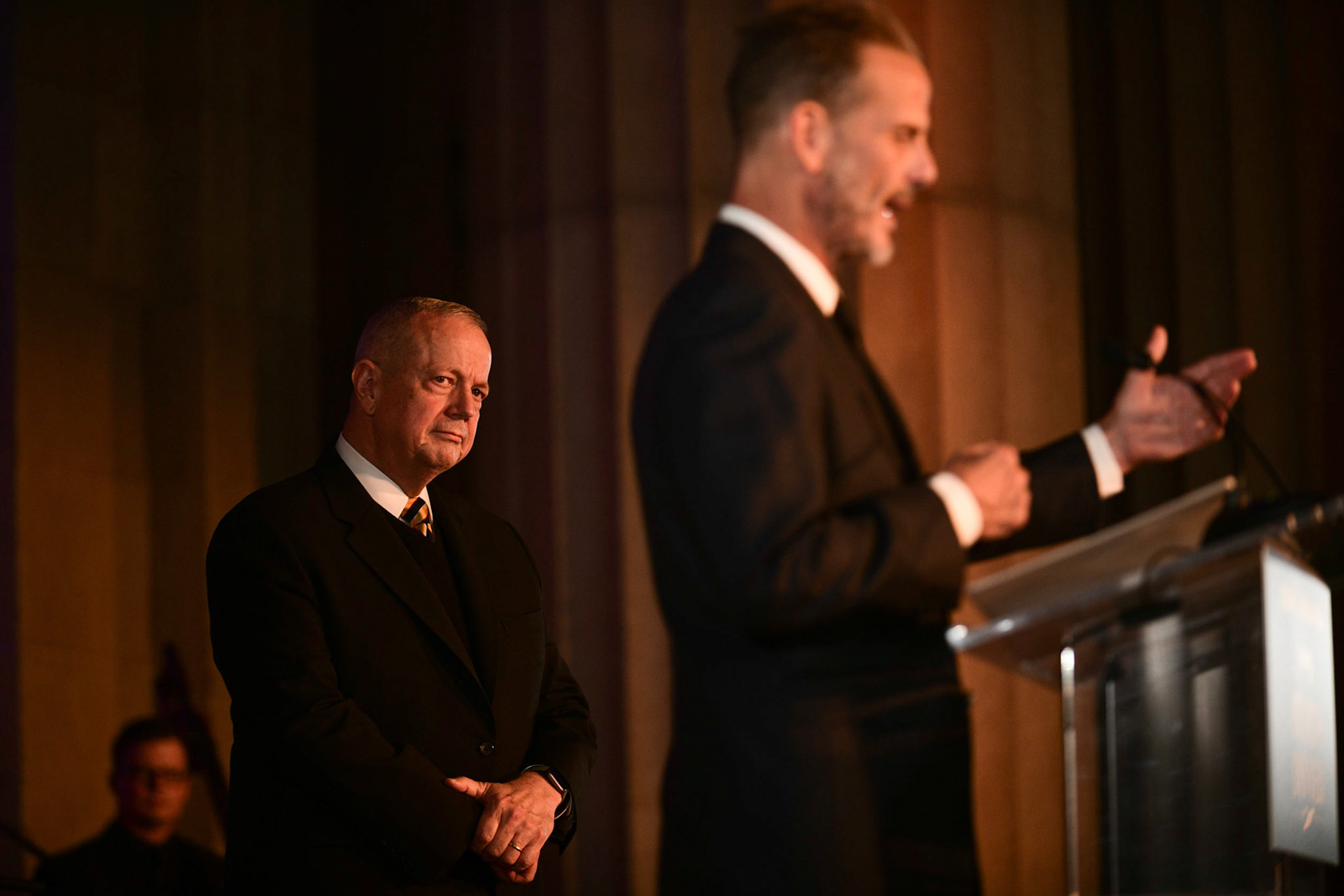 America Abroad Media (AAM) presents their annual gala awards dinner at the Andrew Mellon Auditorium in Washington D.C. on Tuesday, November 5, 2019. Honorees included Egyptian actress Yousra, Iranian activist and journalist Masih Alinejad, and film director Peter Berg.