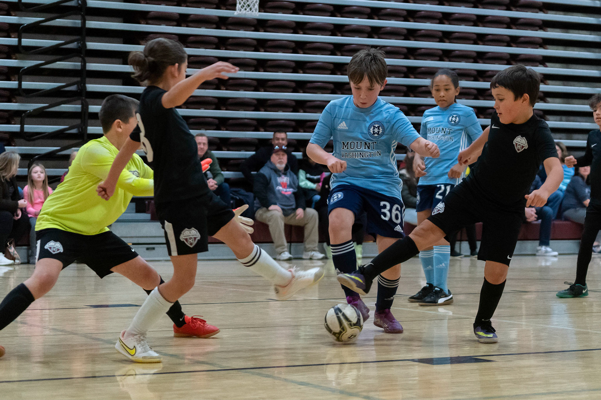 Graham works in front of goal in the first half of the Mt. Washington Soccer 22/23 12-5 victory over  Towson United. Each player scored.