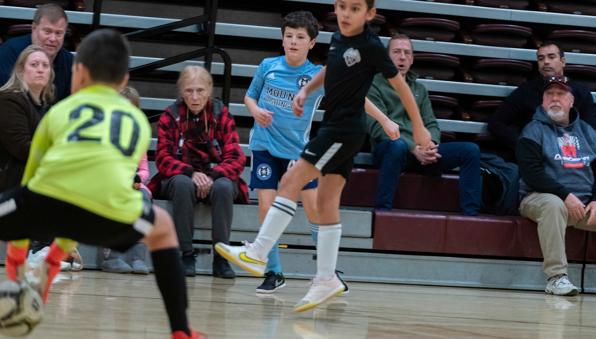 Cameron, and everybody else, watch the ball go through the goalie’s legs for a goal in the first half of the Mt. Washington Soccer 22/23 12-5 victory over  Towson United. Each player scored.