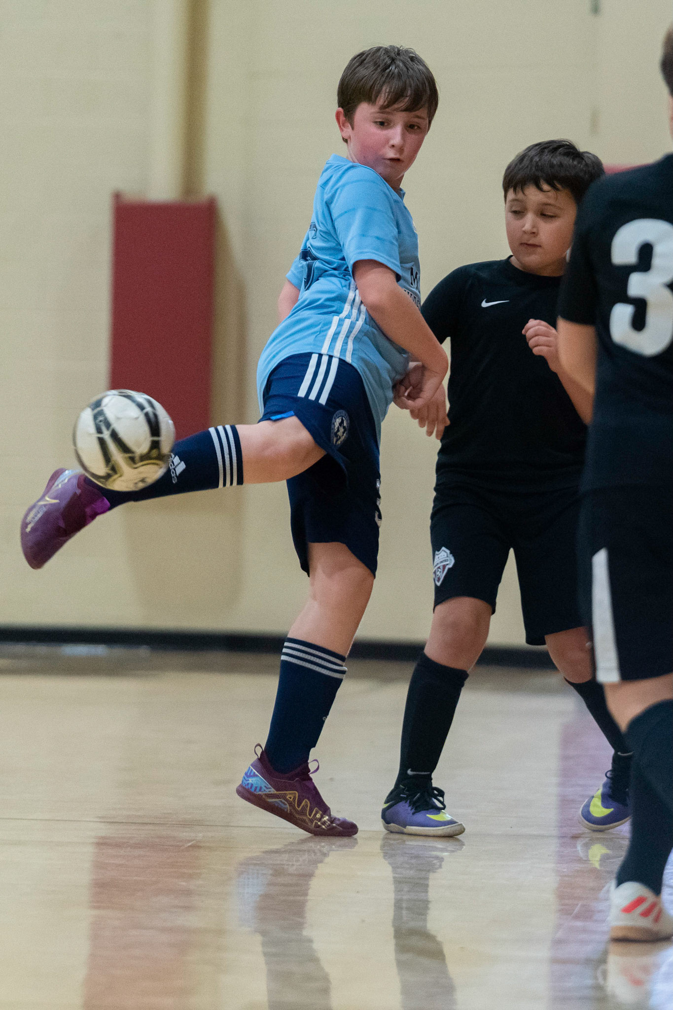 Graham with the cheeky move in the first half of the Mt. Washington Soccer 22/23 12-5 victory over  Towson United. Each player scored.