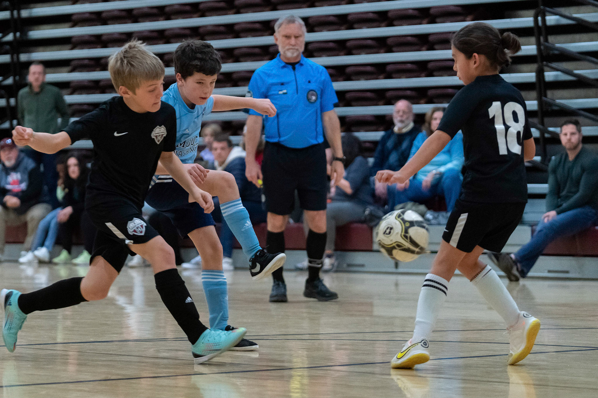 Cameron gets a shot on target in the second half of the Mt. Washington Soccer 22/23 12-5 victory over  Towson United. Each player scored.