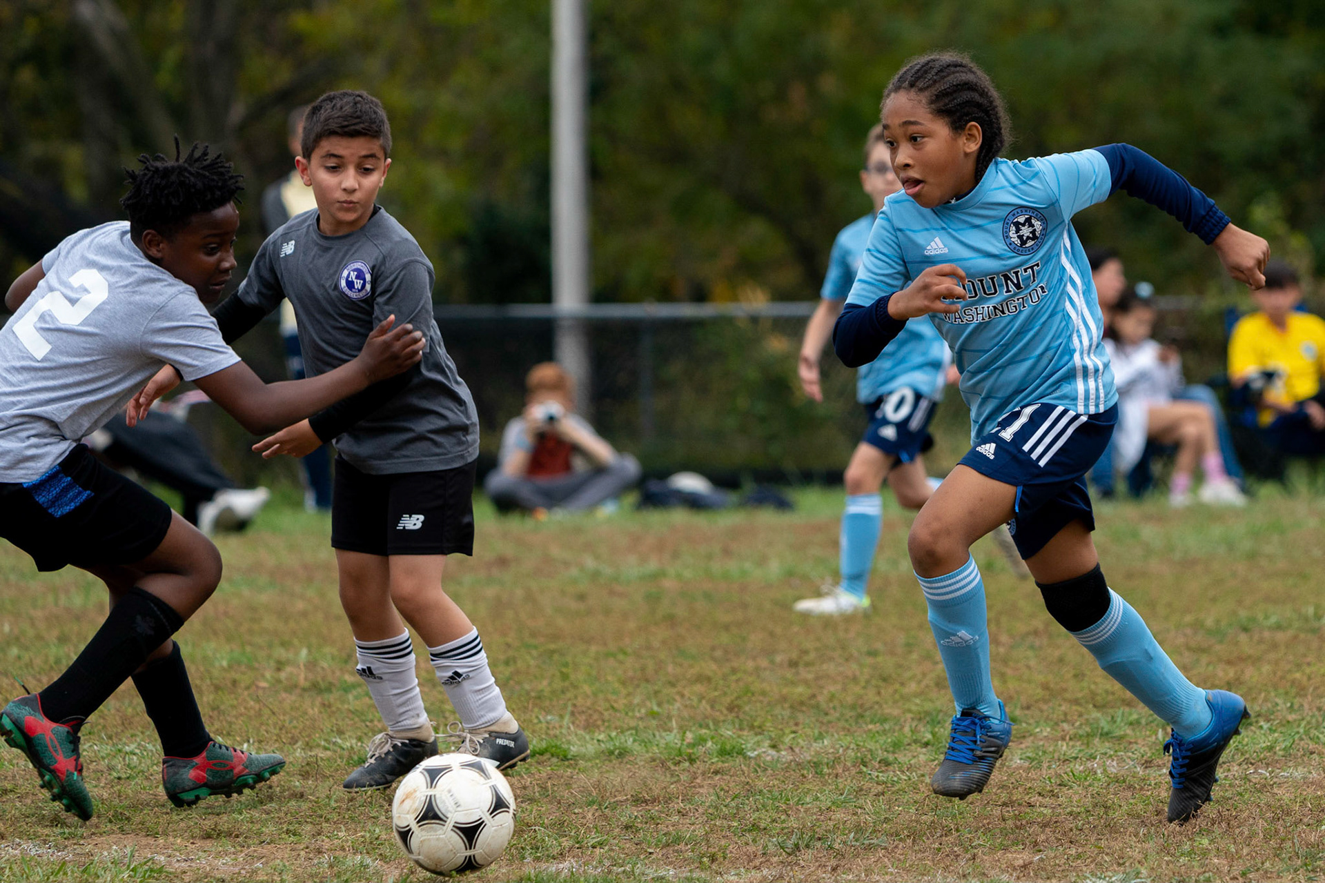 Drake looks to goal in the first half of Mt Washington's 3-1 home victory over Northwest SC on October 23, 2022.