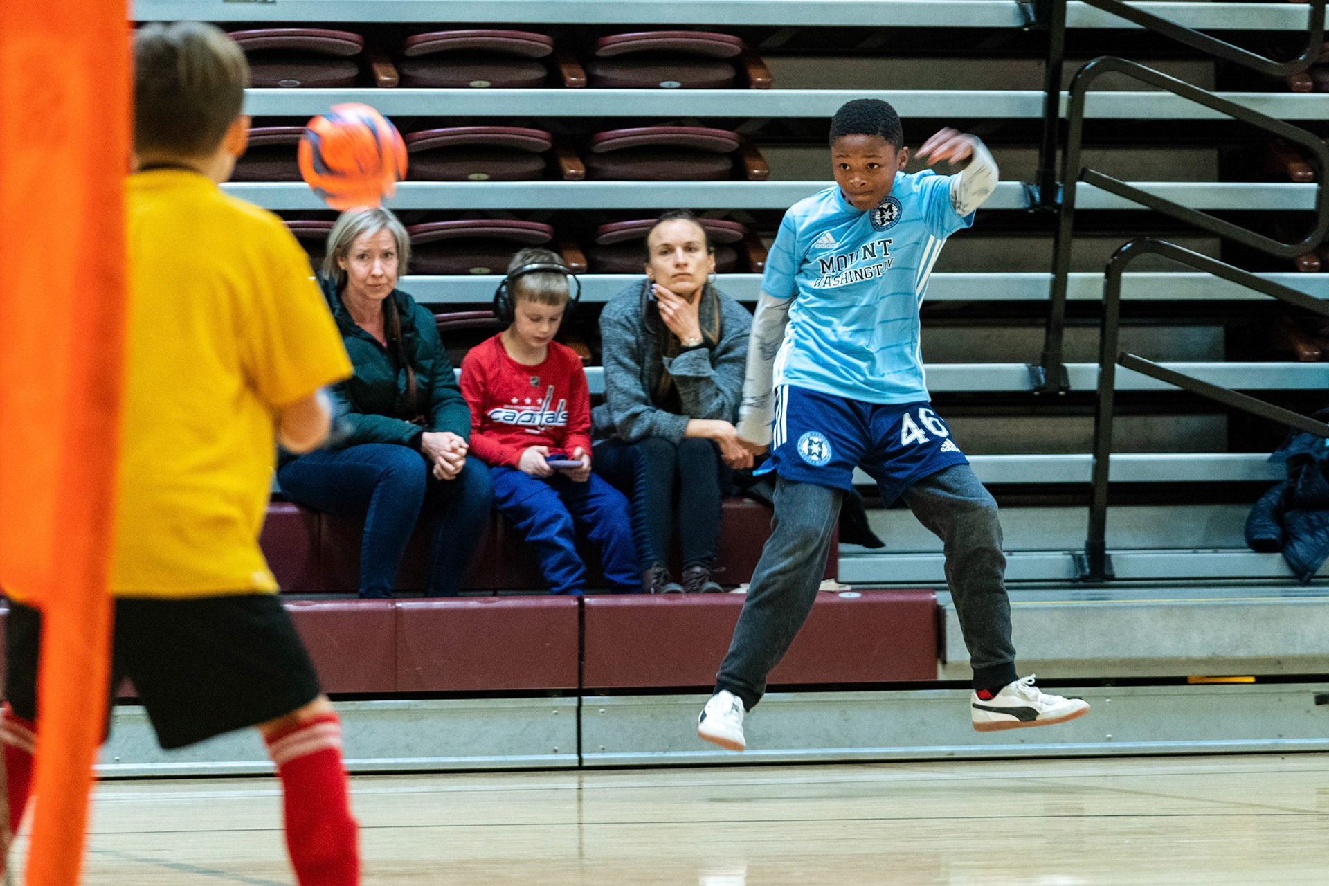 Treme sends a shot on goal as Mt Washington defeats Charles Village Black 11-3 on Saturday, February 18, 2023.