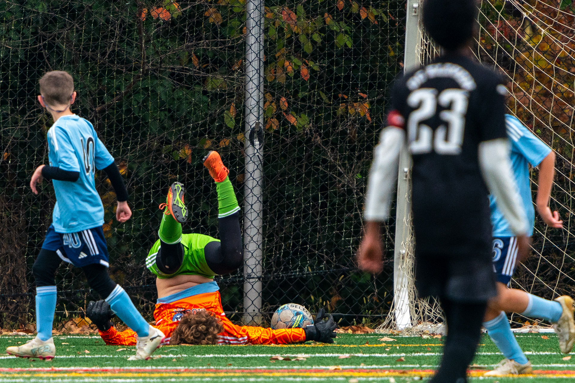 Ben never let go of the ball!