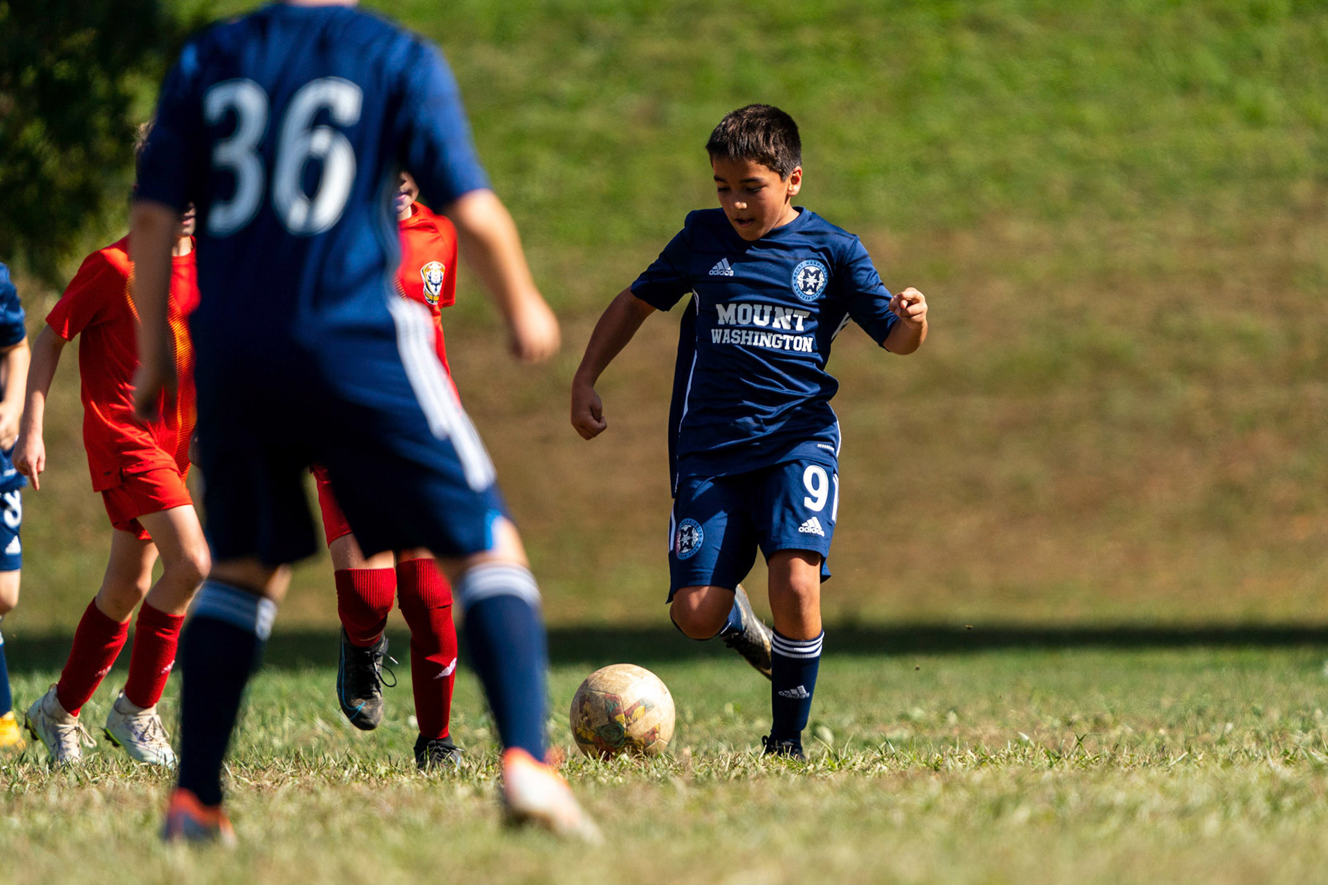 Caleb looks to send the ball out of the defense away at Phoenix FC Sunday, October 16, 2022.